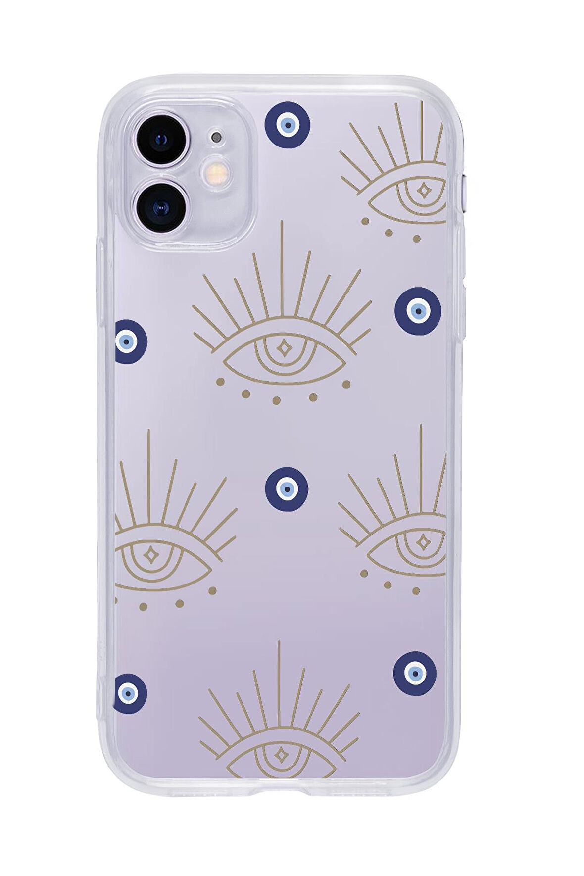 iPhone 11 Uyumlu Evil Eye Desenli Premium Şeffaf Silikon Kılıf 