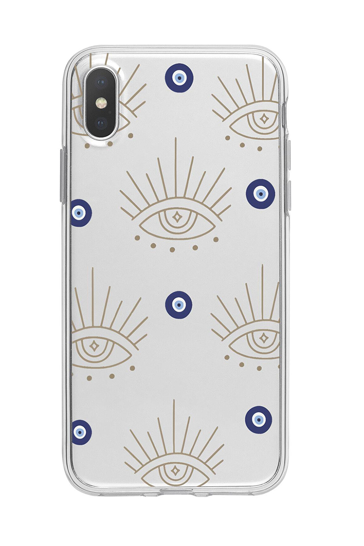 iPhone XS Uyumlu Evil Eye Desenli Premium Şeffaf Silikon Kılıf 