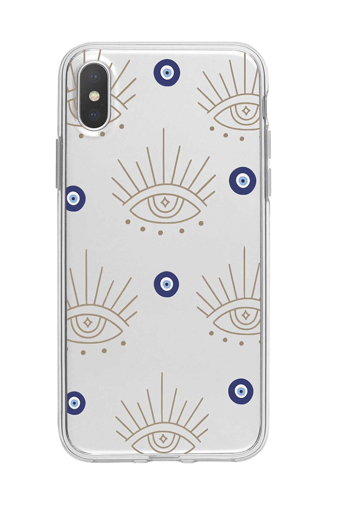 iPhone XS Max Uyumlu Evil Eye Desenli Premium Şeffaf Silikon Kılıf 