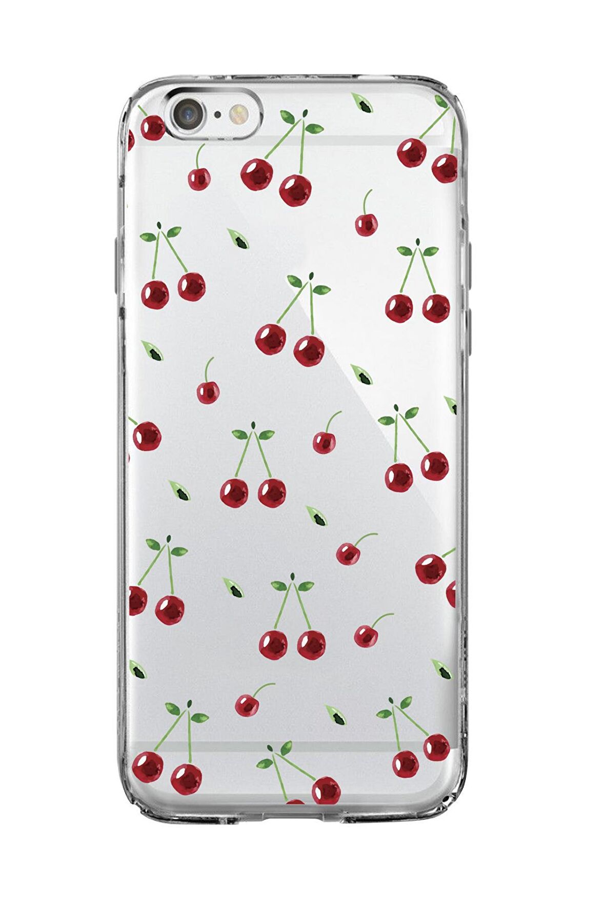 iPhone 6 Plus Uyumlu Kiraz Premium Şeffaf Silikon Kılıf 