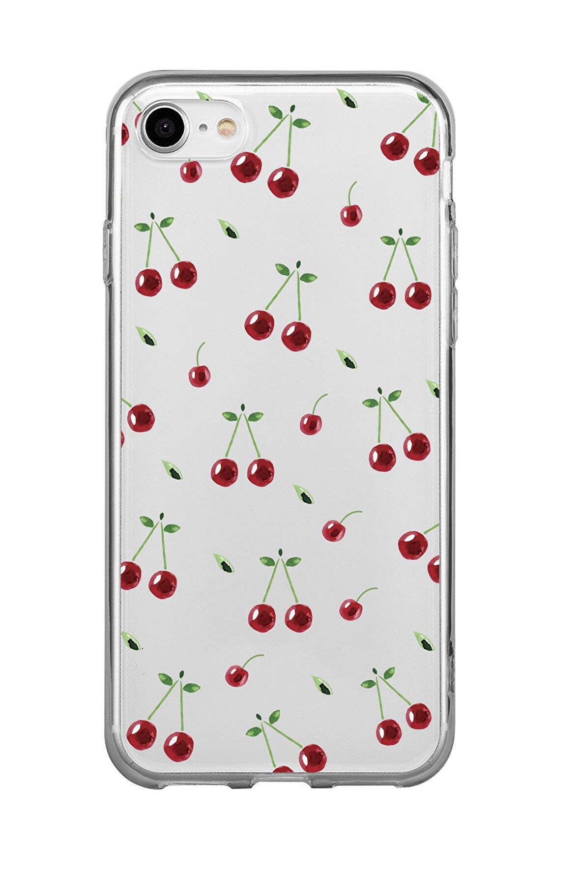 iPhone 7 Uyumlu Kiraz Premium Şeffaf Silikon Kılıf 