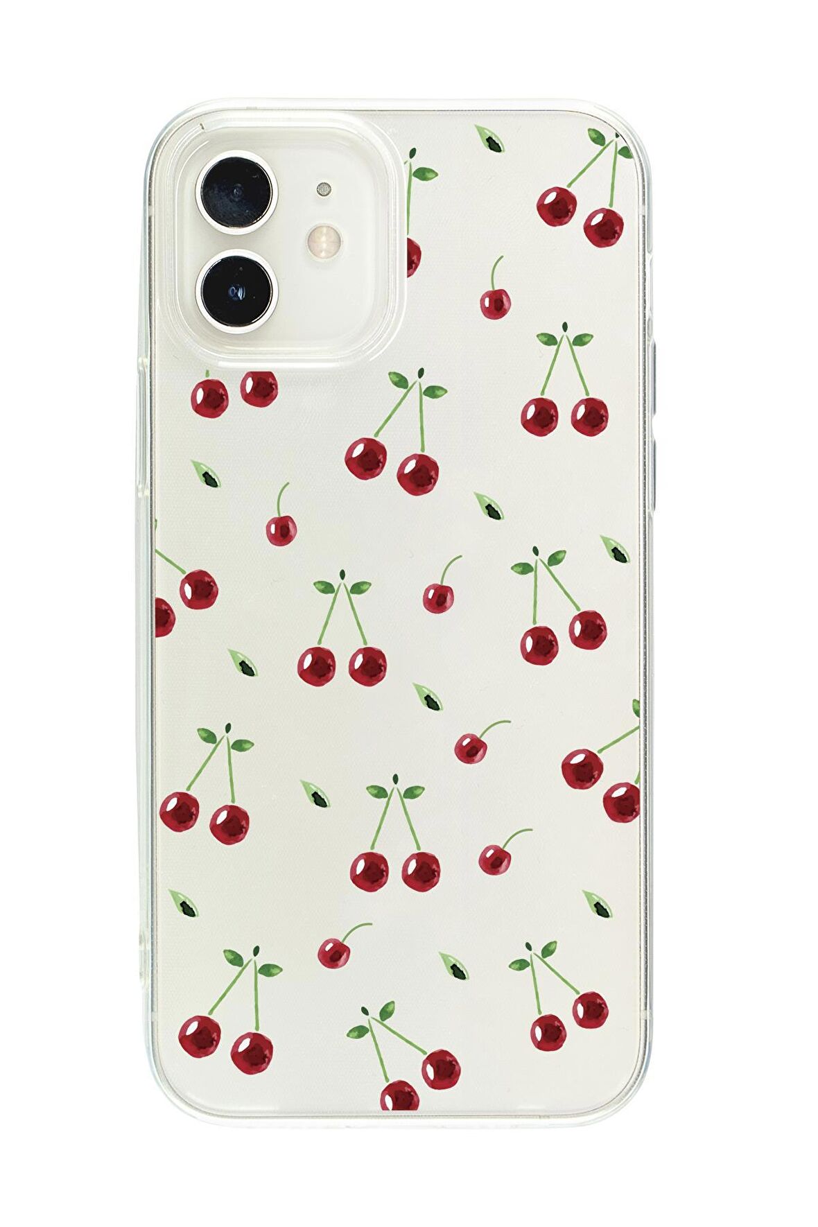 iPhone 12 Mini Uyumlu Kiraz Premium Şeffaf Silikon Kılıf 