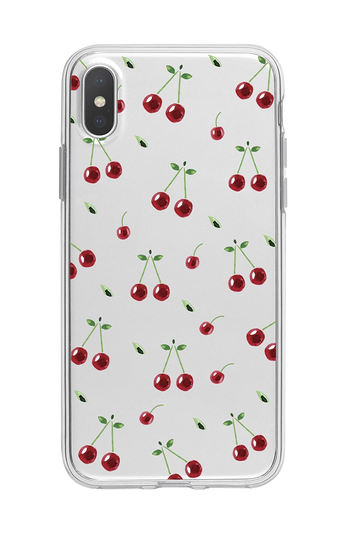 iPhone XS Max Uyumlu Kiraz Premium Şeffaf Silikon Kılıf 
