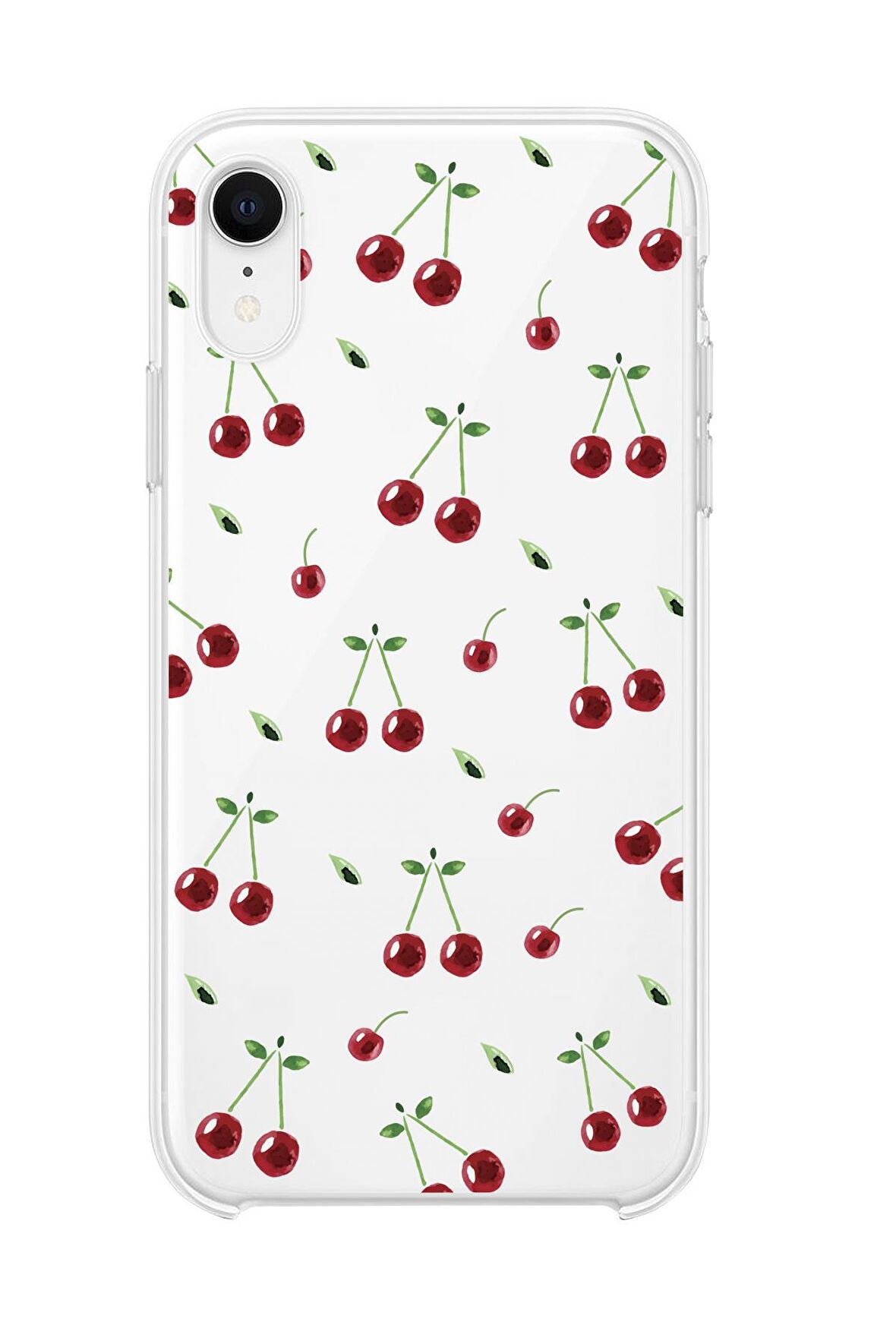 iPhone Xr Uyumlu Kiraz Premium Şeffaf Silikon Kılıf 