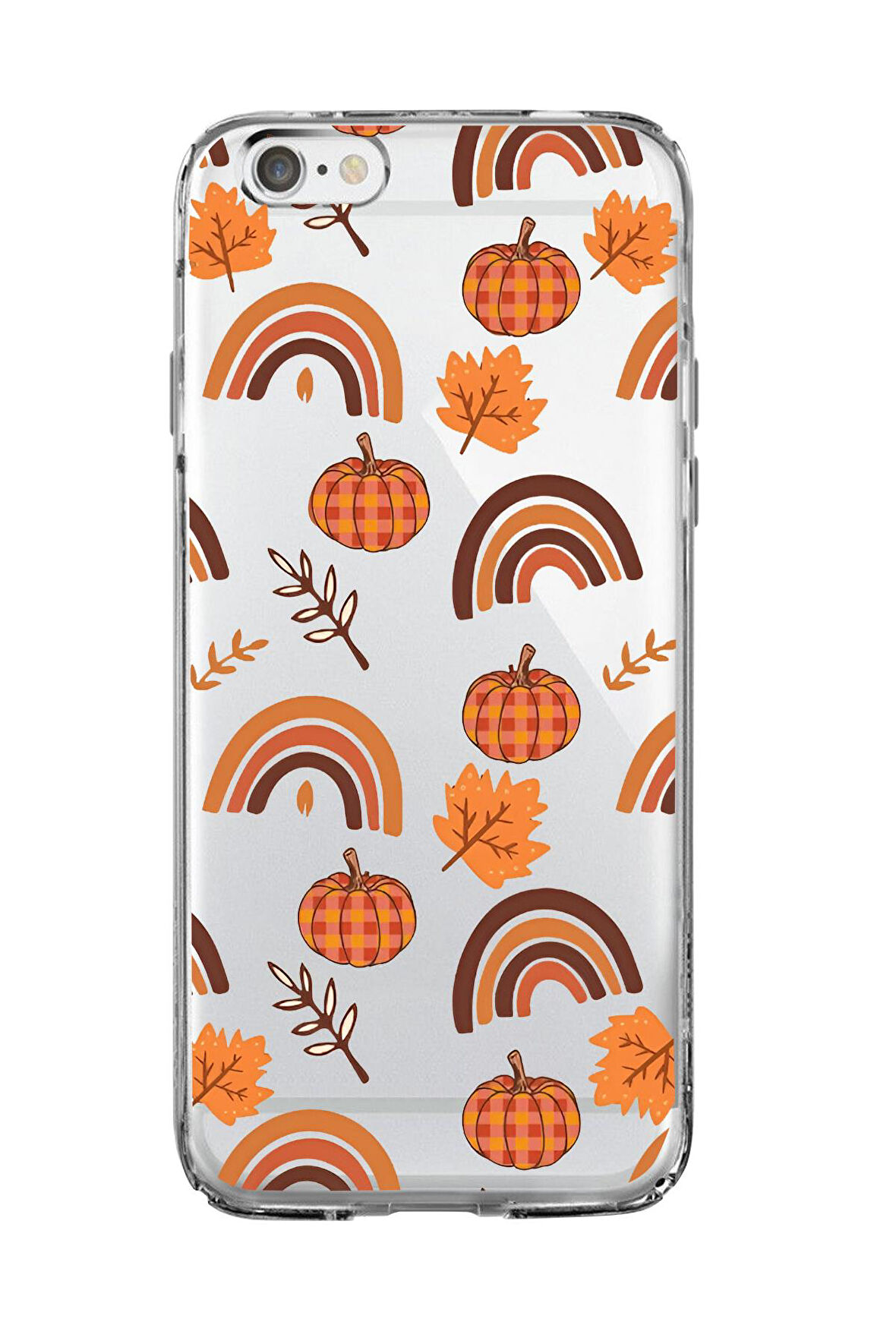 iPhone 6S Uyumlu Sonbahar Desenli Premium Şeffaf Silikon Kılıf 