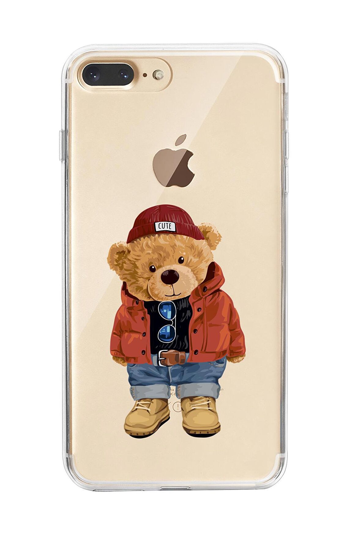iPhone 8 Plus Teddy Bear Premium Şeffaf Silikon Kılıf
