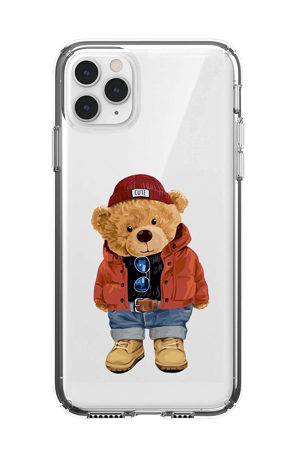 iPhone 11 Pro Max Teddy Bear Premium Şeffaf Silikon Kılıf
