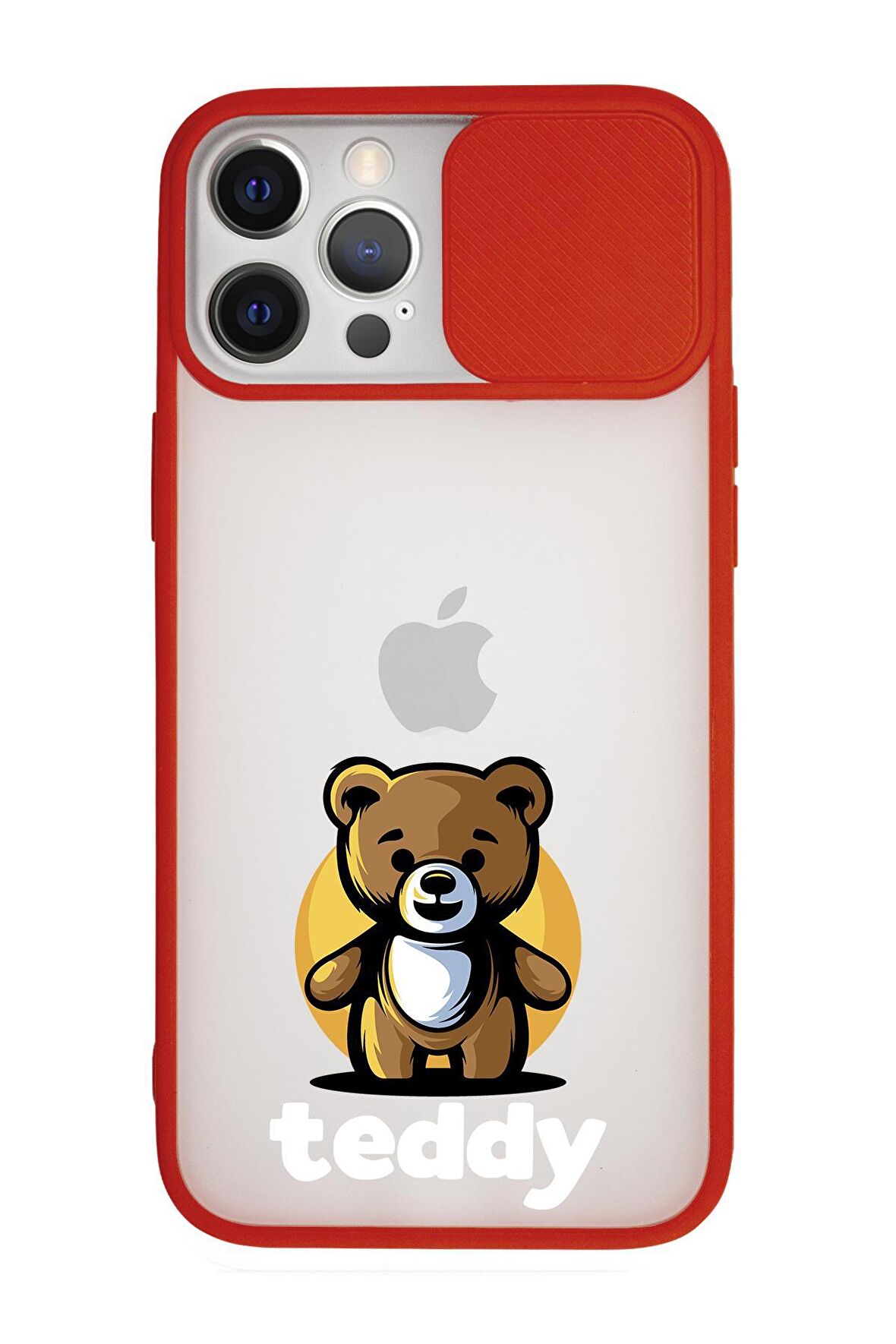 iPhone 12 Pro Teddy Kamera Koruma Sürgülü Kapaklı Telefon Kılıfı