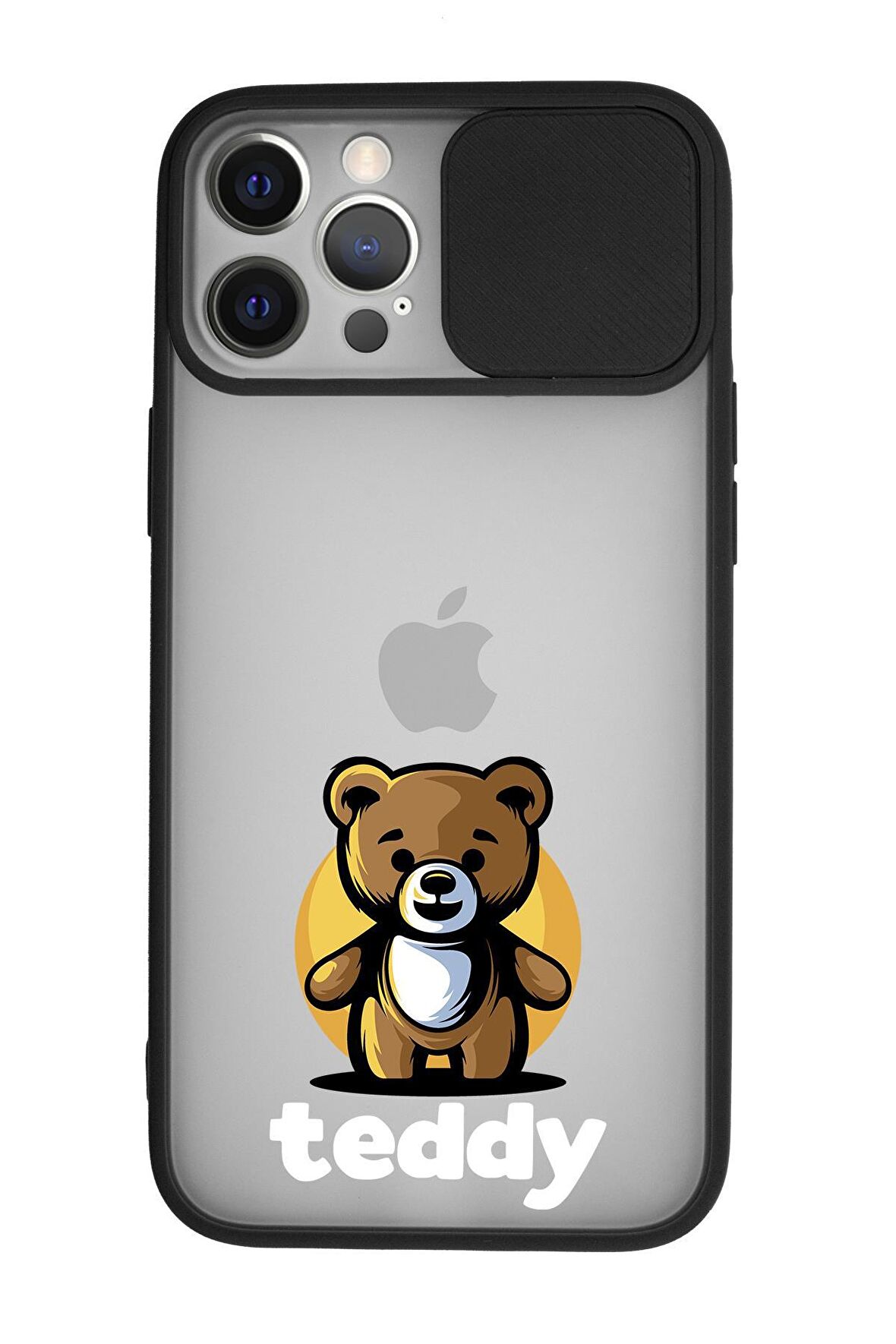 iPhone 12 Pro Teddy Kamera Koruma Sürgülü Kapaklı Telefon Kılıfı