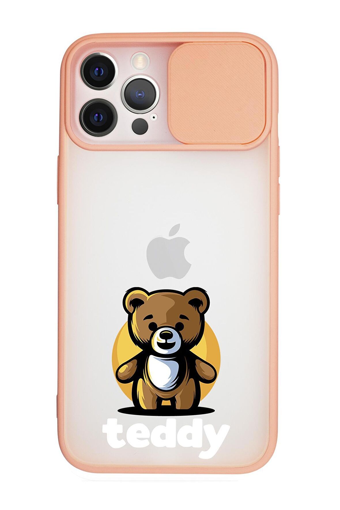 iPhone 12 Pro Max Teddy Kamera Koruma Sürgülü Kapaklı Telefon Kılıfı