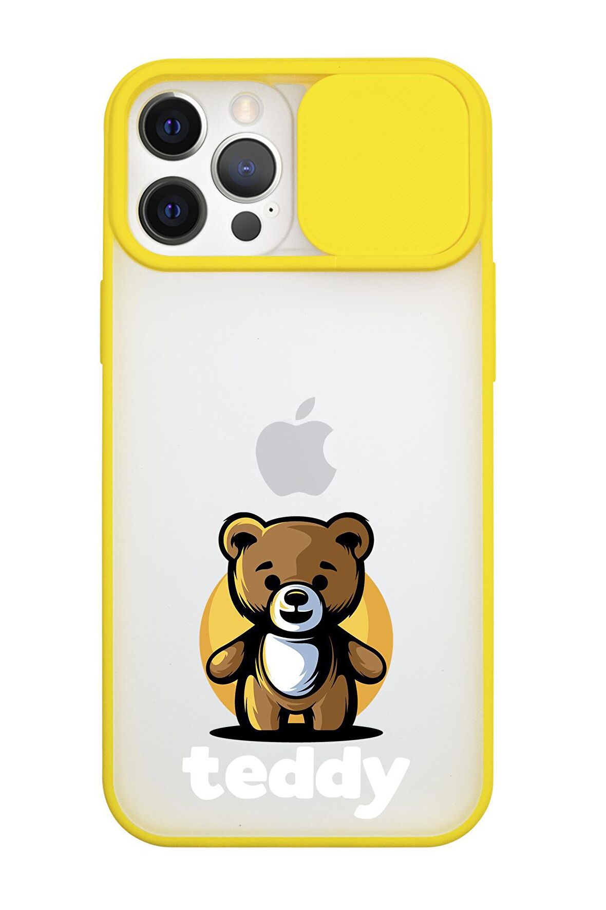 iPhone 12 Pro Max Teddy Kamera Koruma Sürgülü Kapaklı Telefon Kılıfı