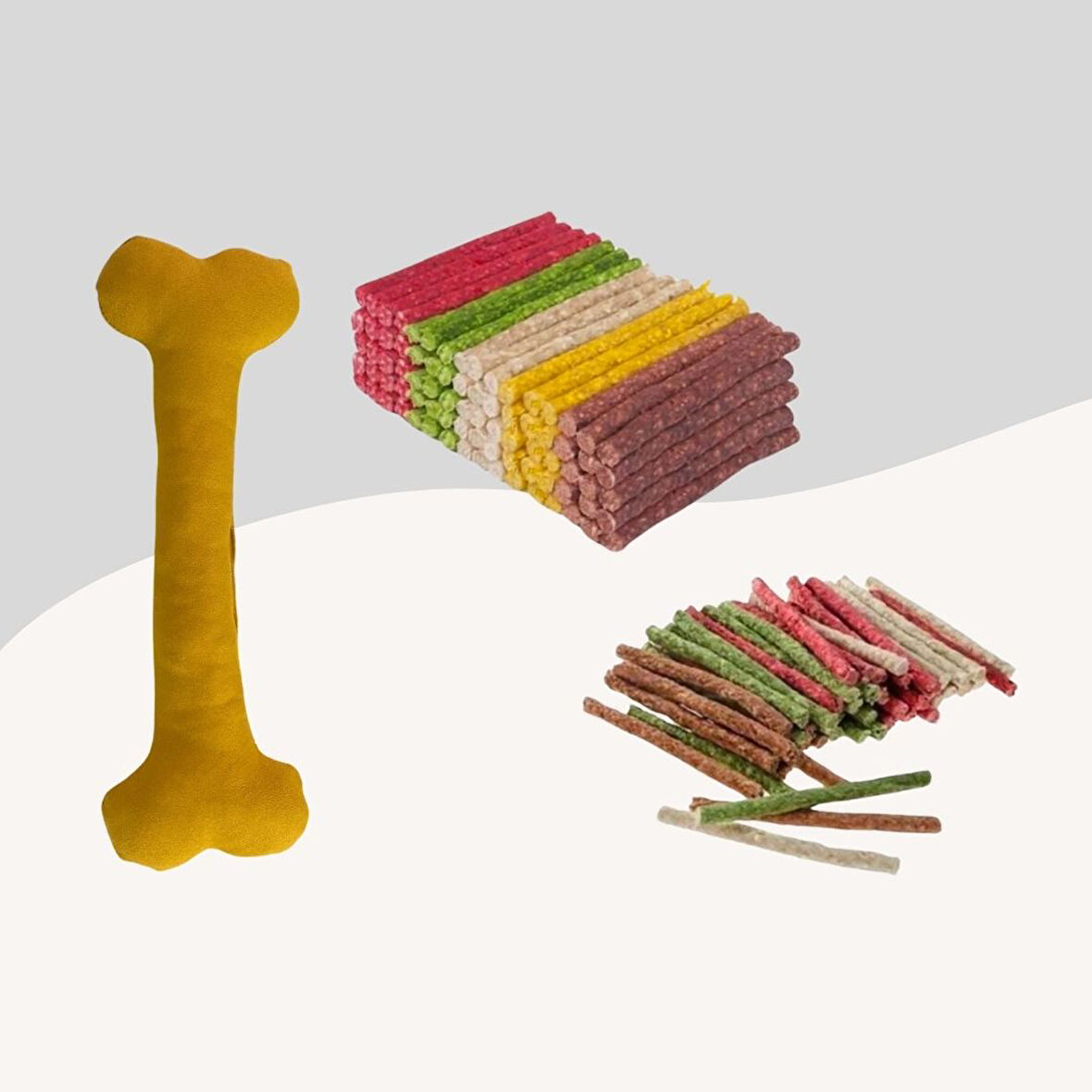 Renkli Munchy Ödül Çubuğu 500Gr + Yumuşak Oyuncak Sarı