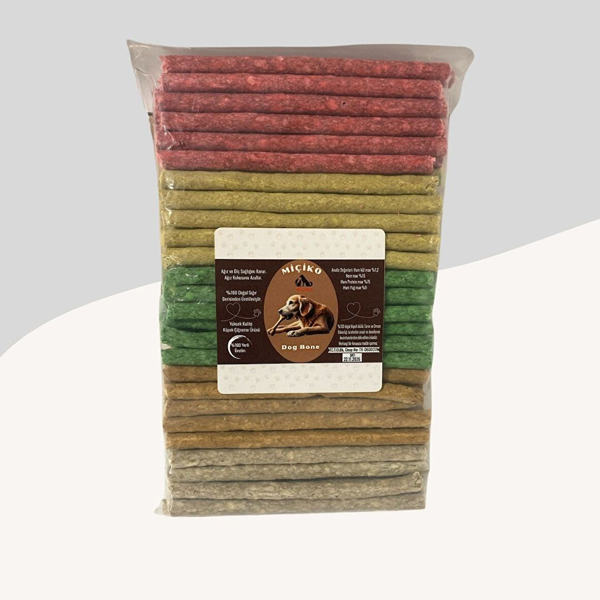 Premium 5 Renkli Munchy Çubuk 6-7Gr Kalın 100lü Köpek Ödülü