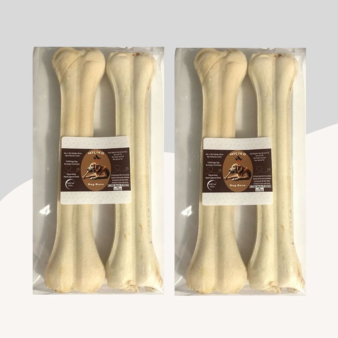 27 Cm Beyaz Press Çiğneme Kemiği 2 Paket (4 Adet)