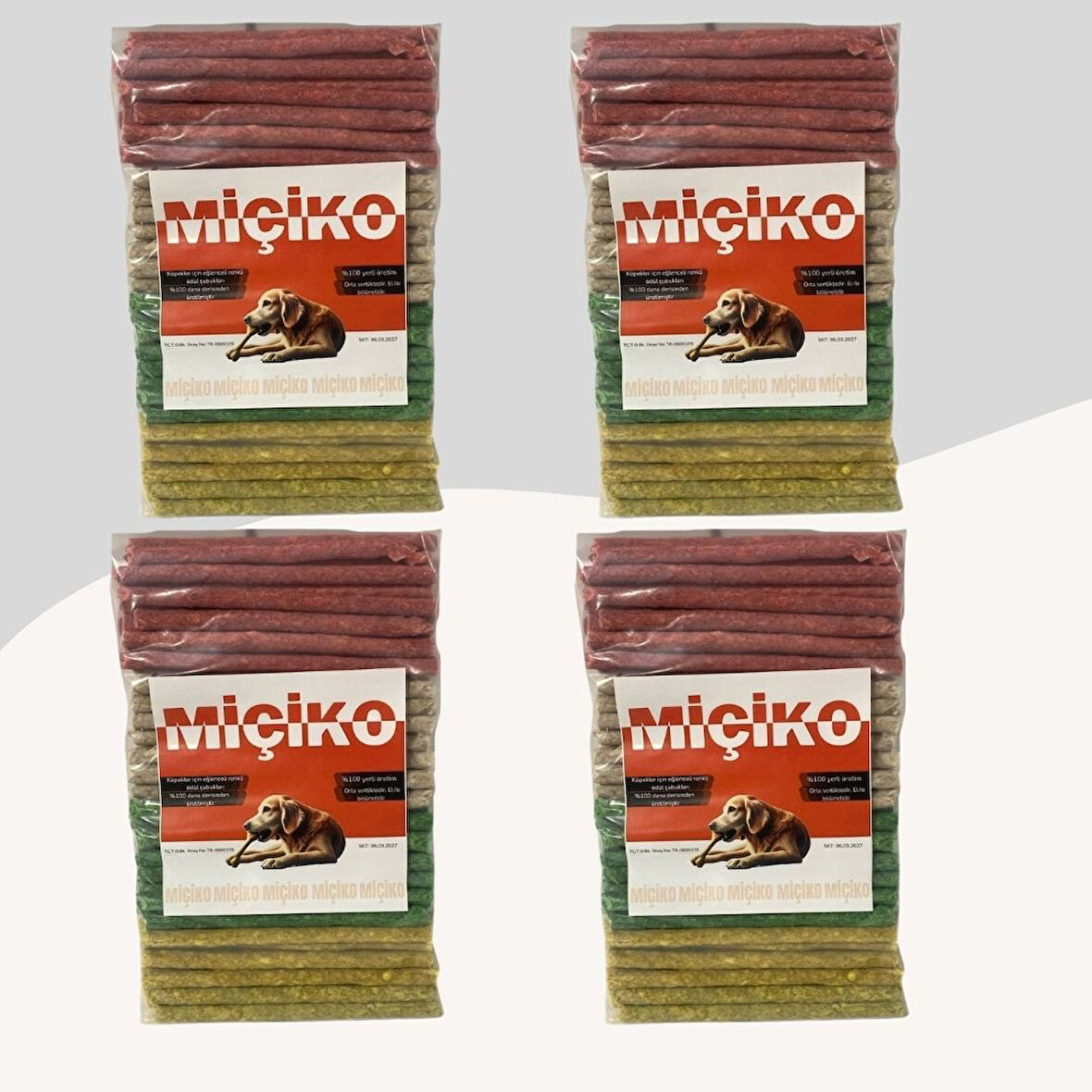 Köpekler İçin 100lü Renkli Munchy Diş Sağlığı Ödül Çubuğu 4 Paket (400 Adet)