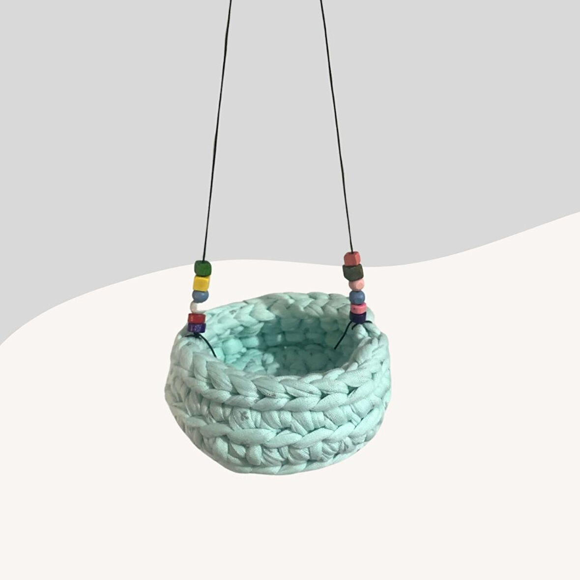 Muhabbet Kuşları için Hamak Salıncak Turkuaz Desenli 8cm