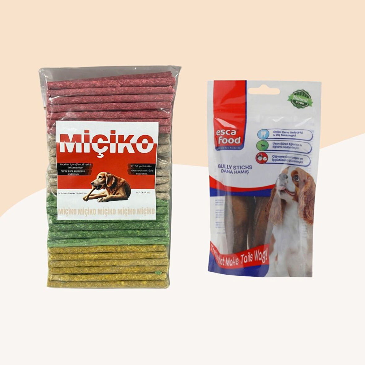 100Lü Renkli Munchy Köpek Ödülü + Dana Kamış 100Gr