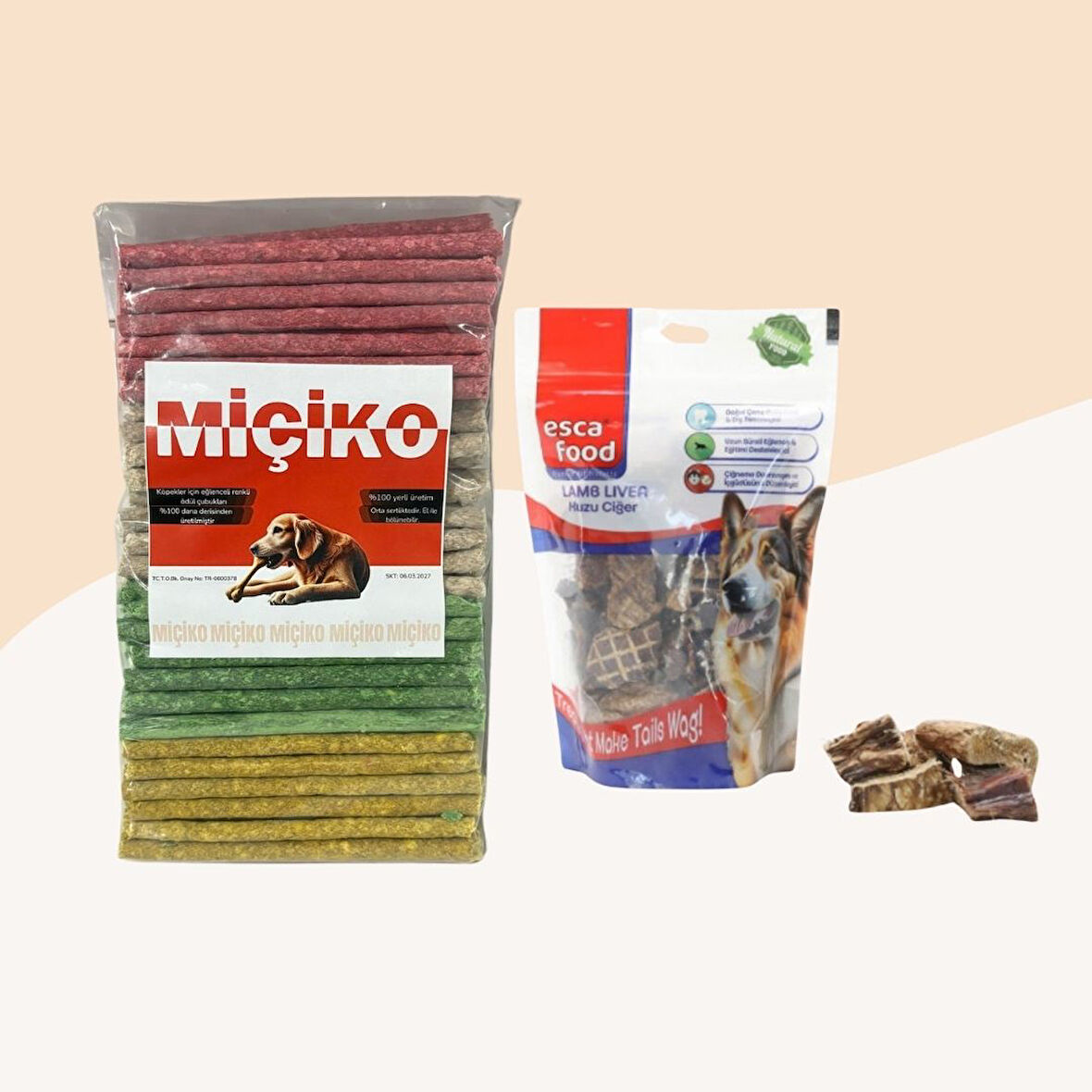 100Lü Renkli Munchy Köpek Ödülü + Kuzu Ciğer 100 Gr