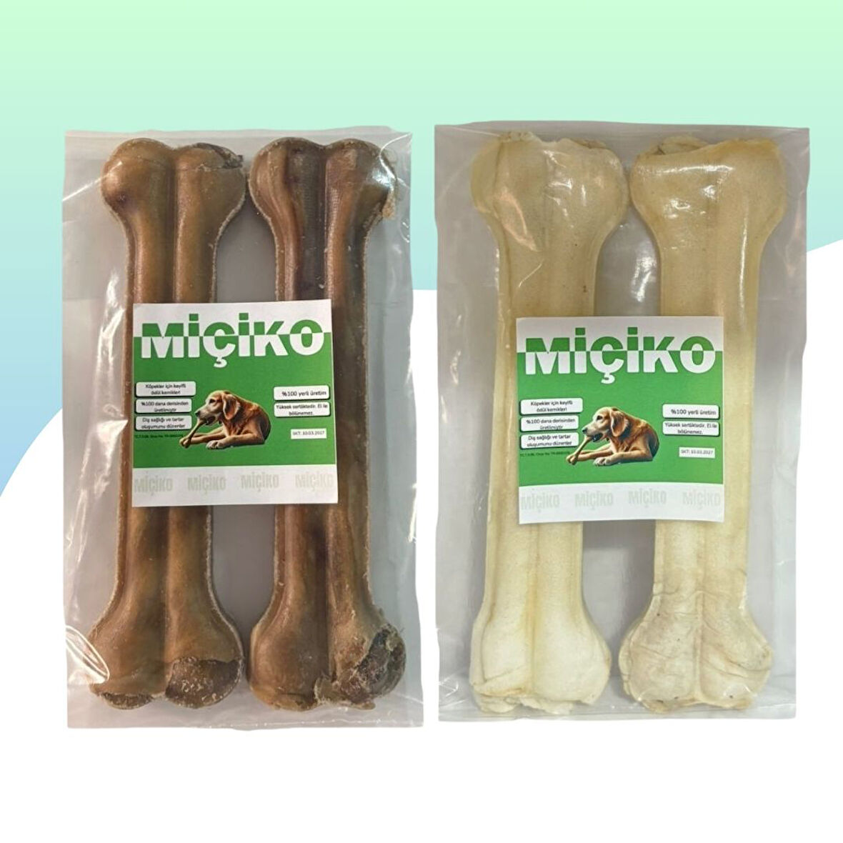 22Cm Beyaz ve Naturel Press Ödül Çiğneme Kemiği 2 x 2Li Paket (4 Adet)
