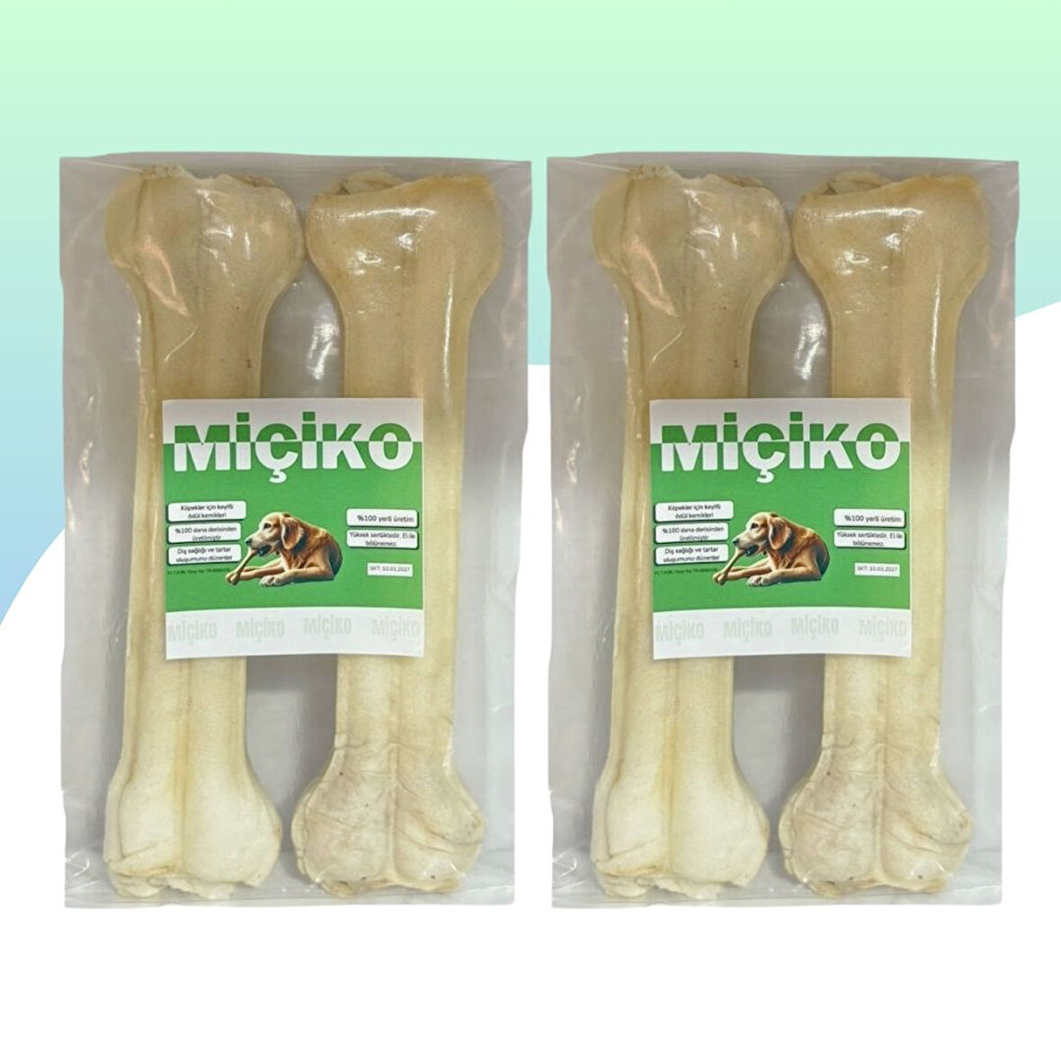 22Cm Sütlü Press Ödül Çiğneme Kemiği 2 x 2Li Paket (4 Adet)