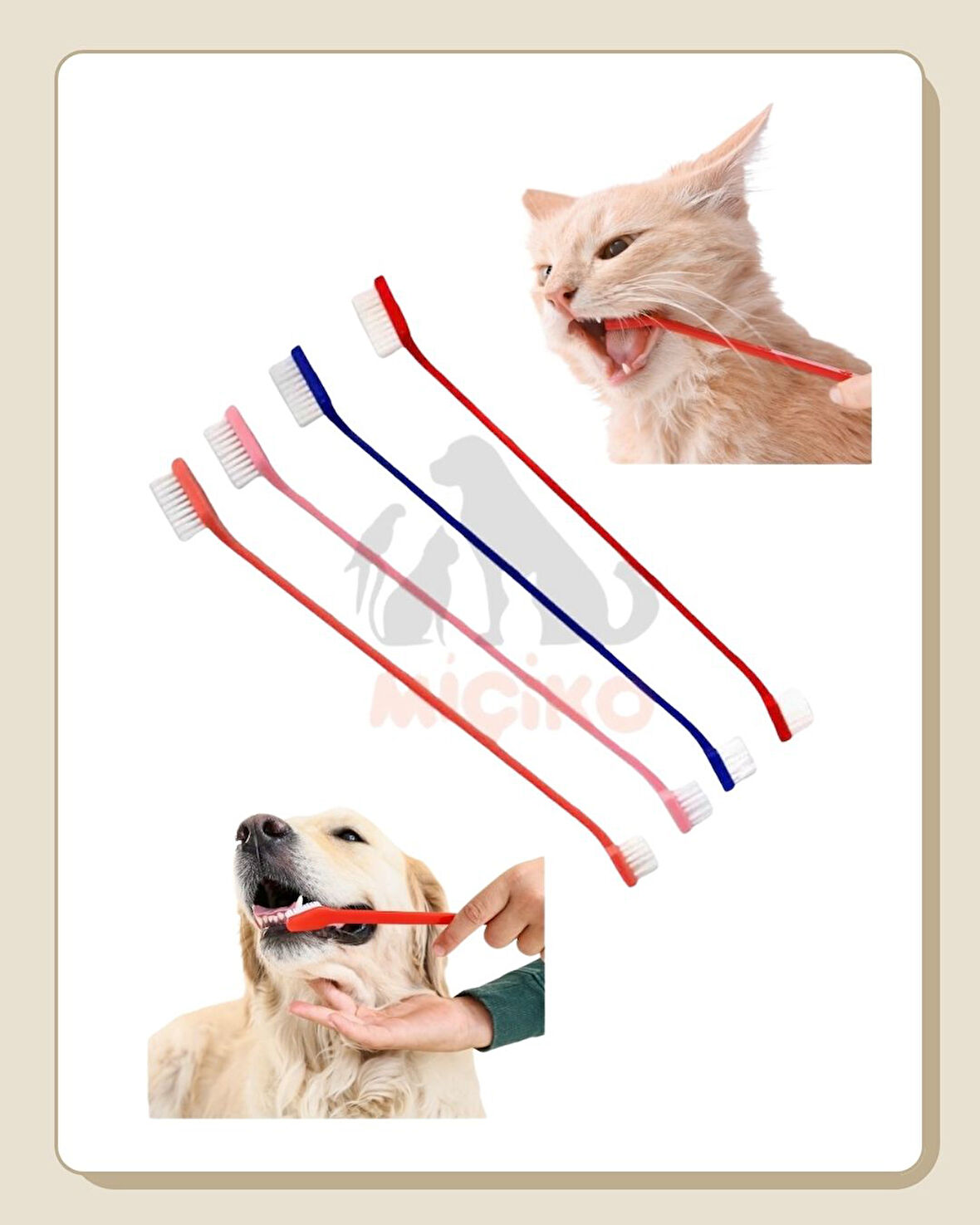 Köpekler ve Kediler İçin Yumuşak Diş Fırçası 4Lü Paket