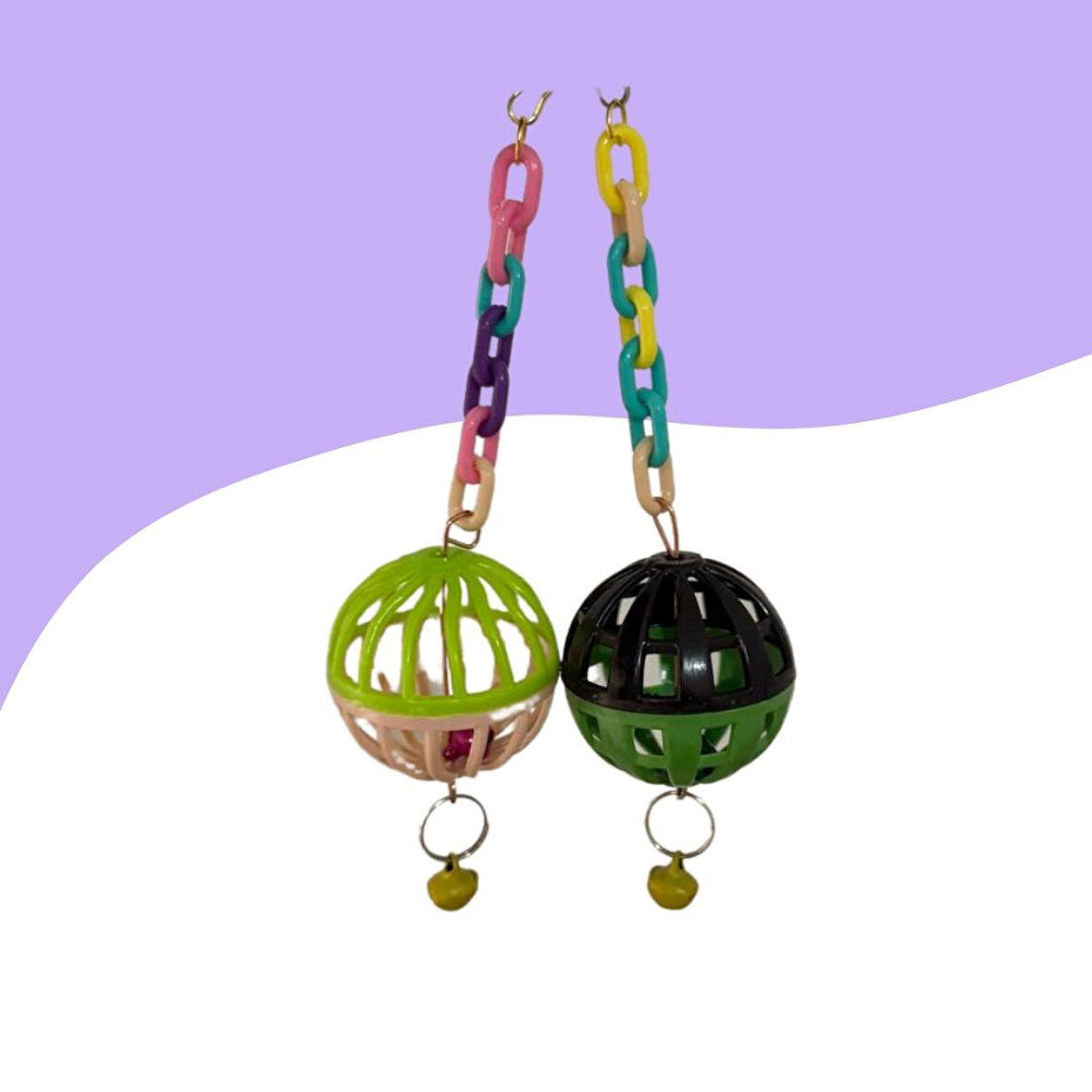 Renkli Çıngıraklı Kuş Top Oyuncak 7Cm 2'Li
