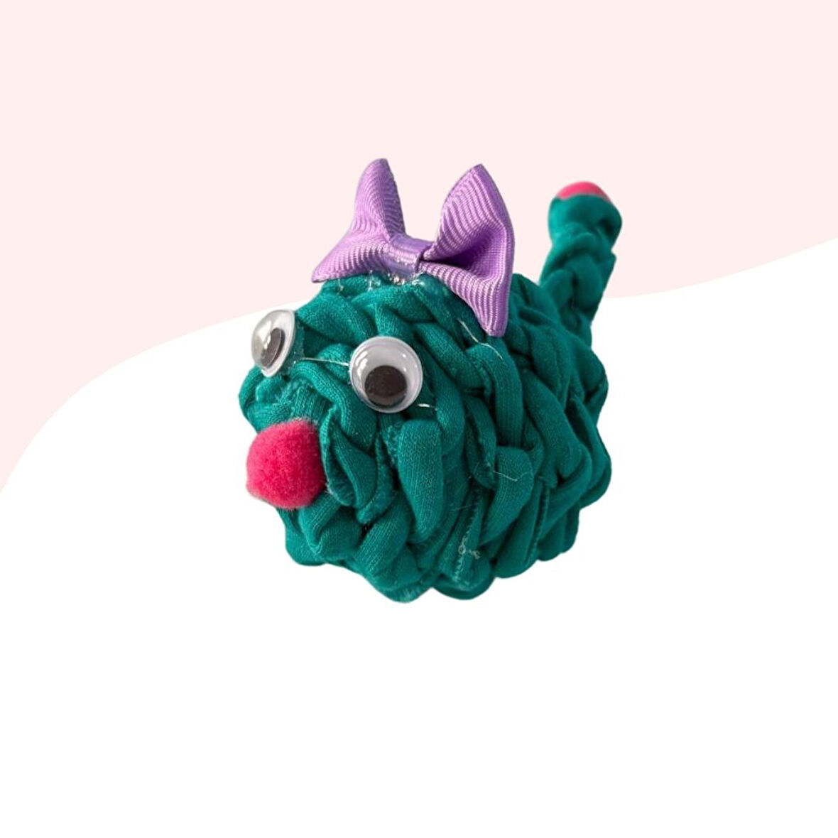 Çıngıraklı Örme Kedi Oyuncağı 9Cm Yeşil