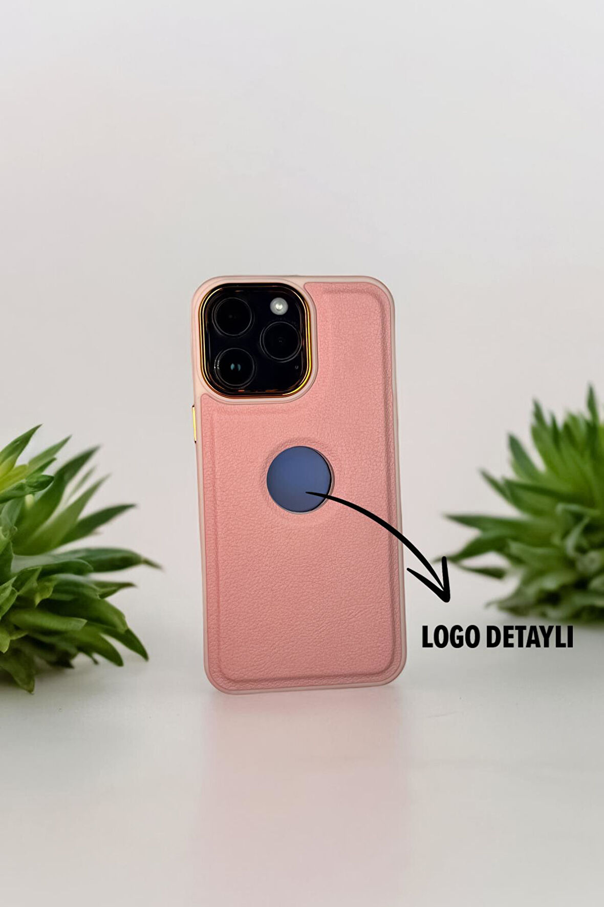 iPhone 14 Pro Max Uyumlu Luxury Leather Logo Silikonlu Telefon Kılıfı