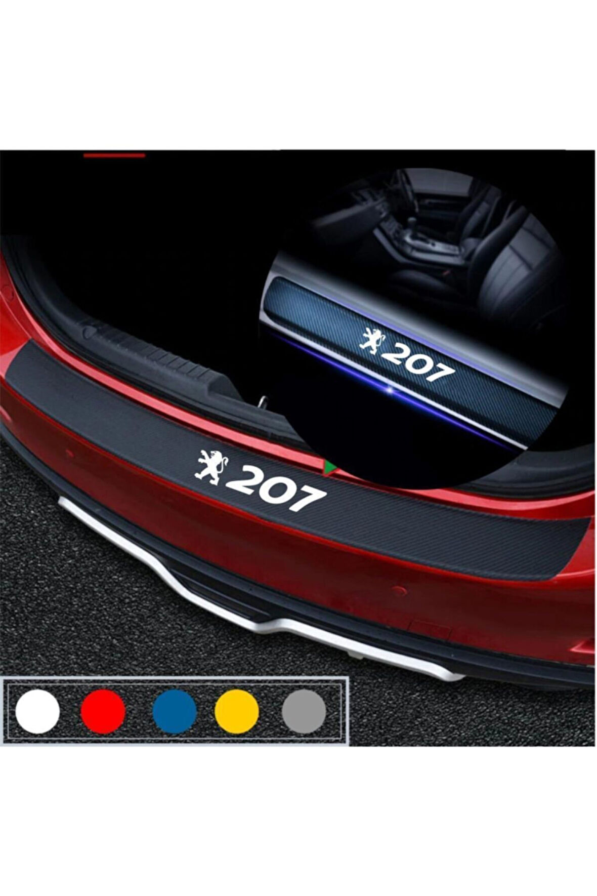 Peugeot 207 İçin Uyumlu Aksesuar Bagaj Ve Kapı Eşiği Seti Karbon