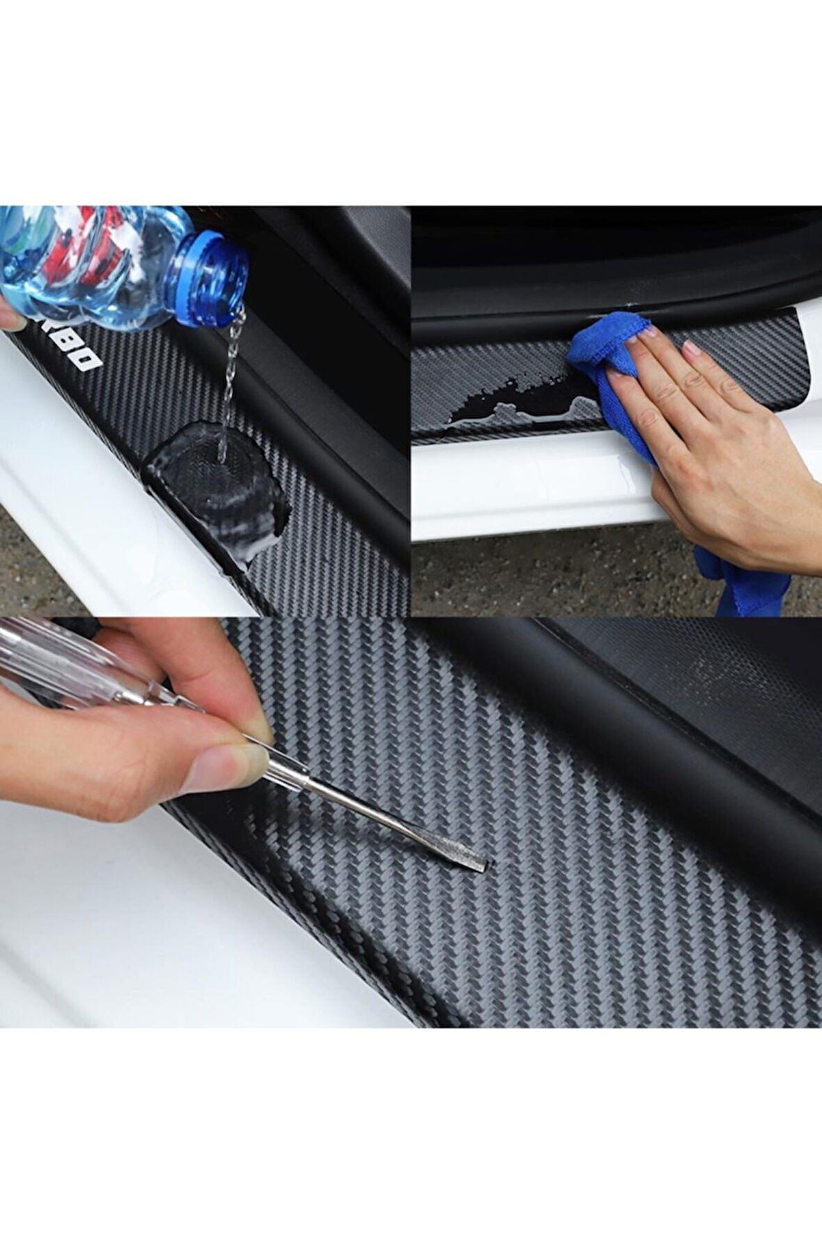 Dacia Duster İçin Uyumlu Aksesuar Oto Bagaj Ve Kapı Eşiği Sticker Seti Karbon