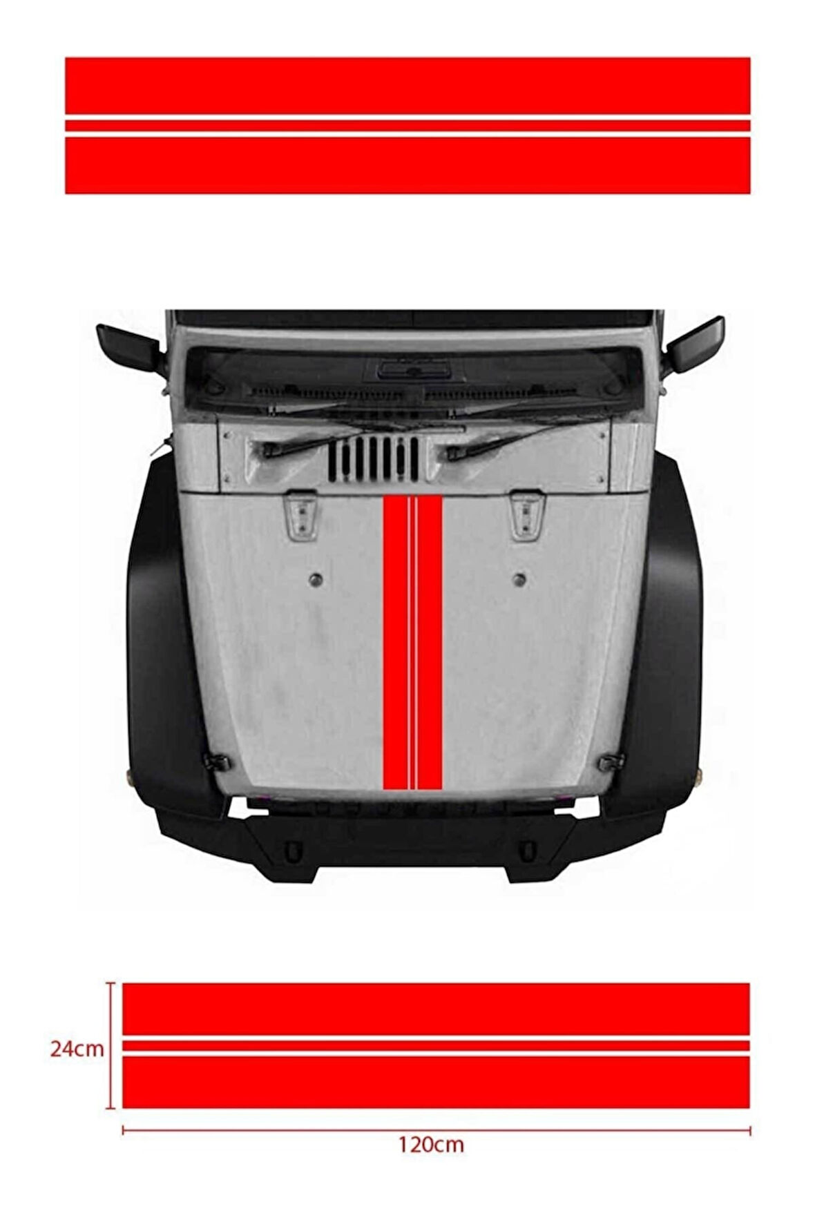 Oto Kaput Sticker Kırmızı 120*24 Cm