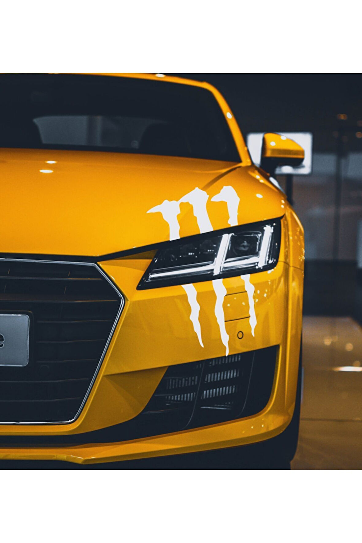 Monster Pençe Far Veya Cam Altı Büyük Oto Sticker Beyaz 33*20 Cm