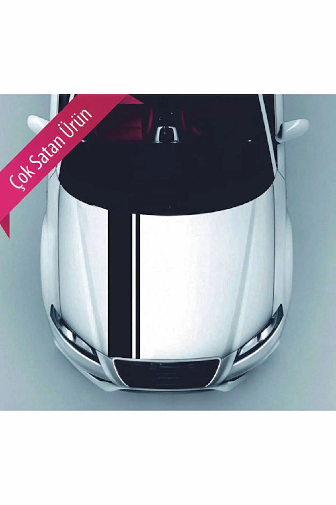Oto Ön Kaput Tek İnce Çizgili Şerit Sticker Siyah 118*10-118*3 Cm