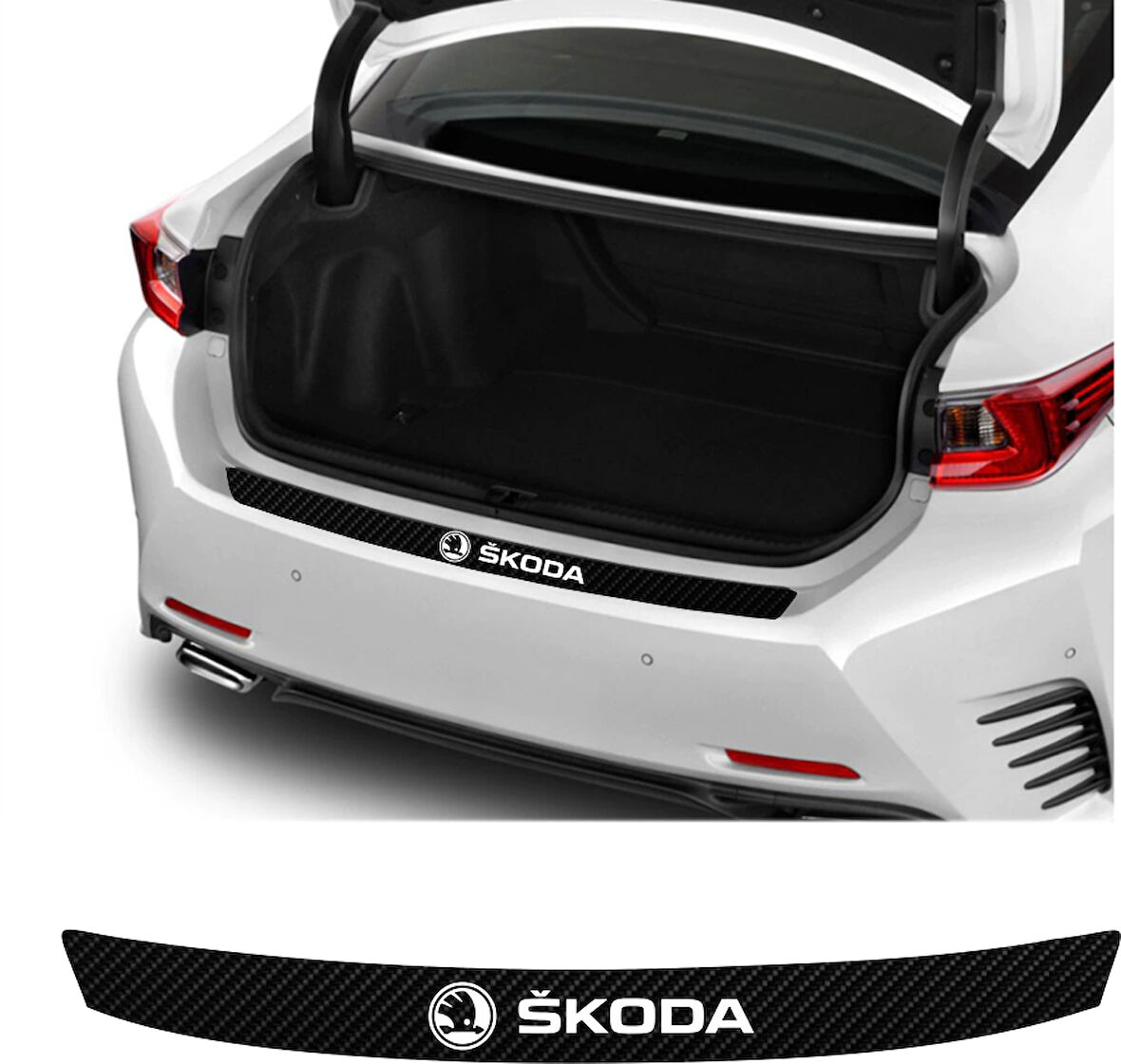 Skoda Kamiq İçin Uyumlu Aksesuar Oto Arka Tampon Bagaj Koruyucu Sticker 92*7 Cm