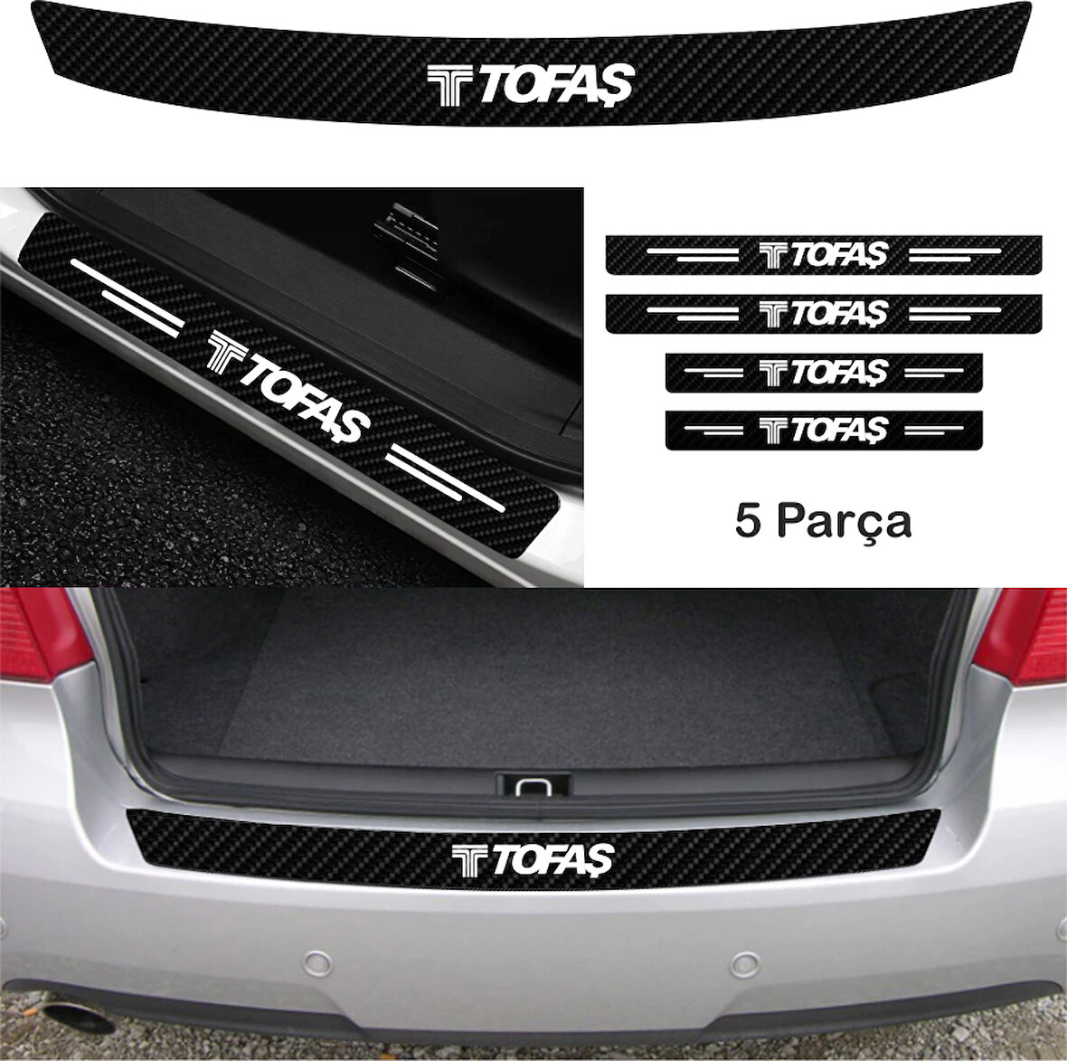 Tofaş Kartal İçin Uyumlu Aksesuar Oto Bağaj Ve Kapı Eşiği Sticker Set Karbon