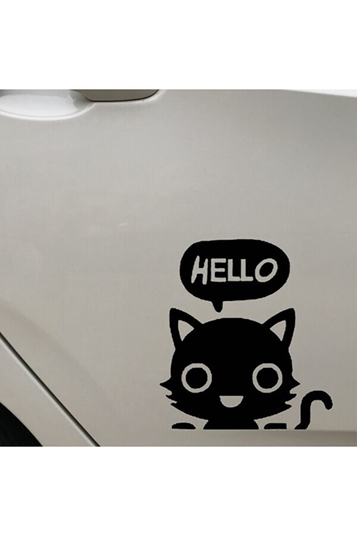 Karikatür Kedi Tasarım Su Geçirmez Çıkarılabilir Oto Sticker Siyah 19*16 Cm