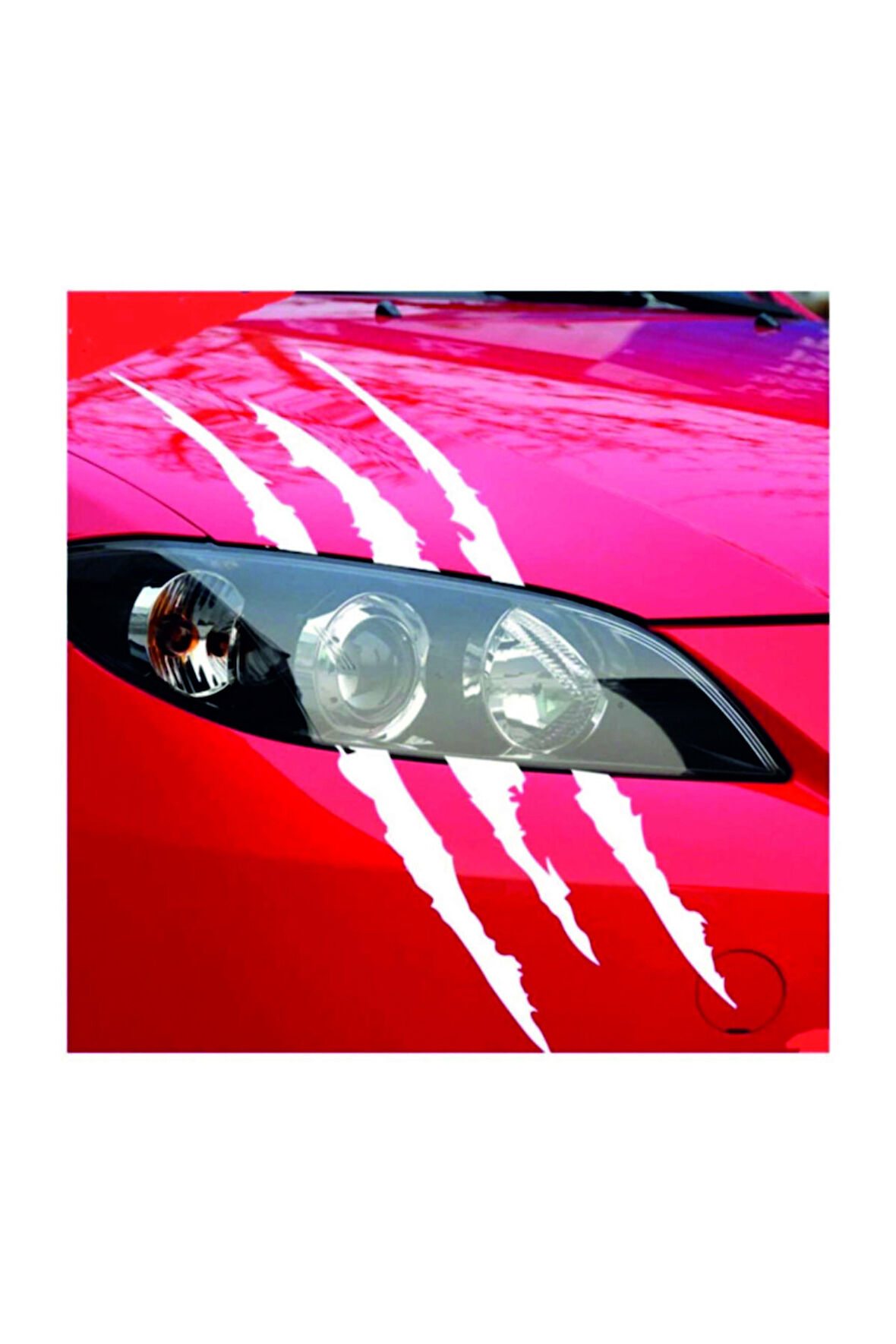 Canavar Pençe Izi Uzun Beyaz Oto Sticker 40*20 Cm