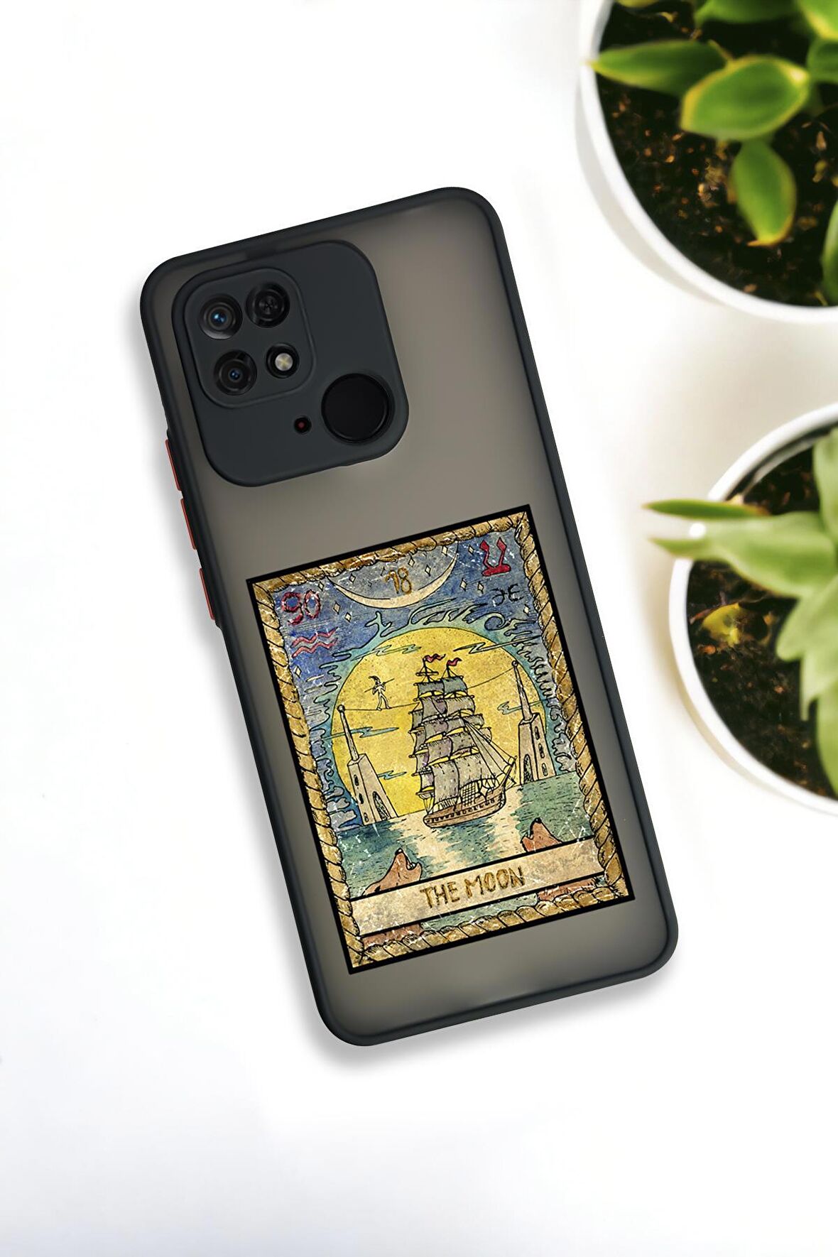 Xiaomi Redmi 10C Uyumlu The Moon Desenli Buzlu Şeffaf Lüx Telefon Kılıfı