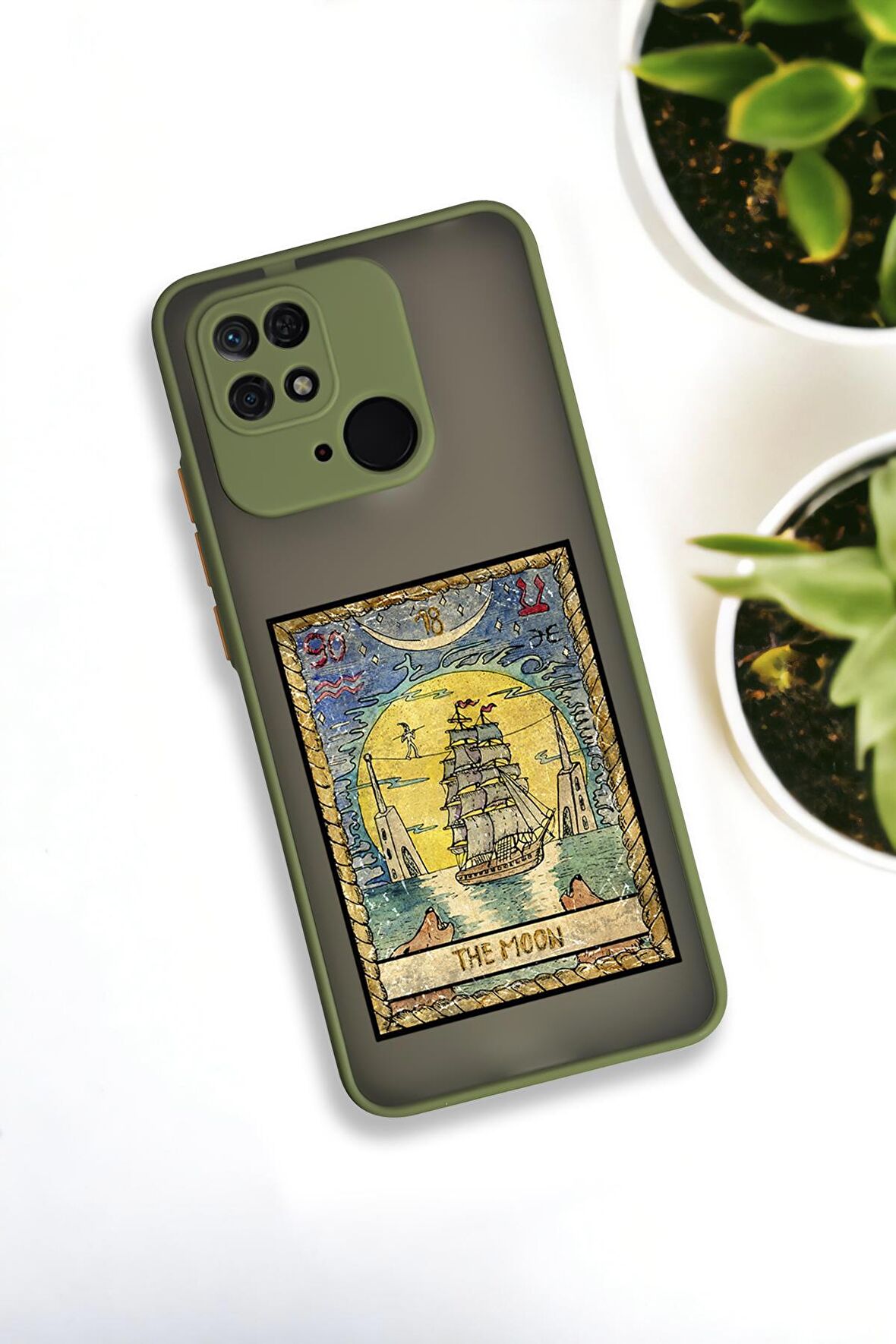 Xiaomi Redmi 10C Uyumlu The Moon Desenli Buzlu Şeffaf Lüx Telefon Kılıfı