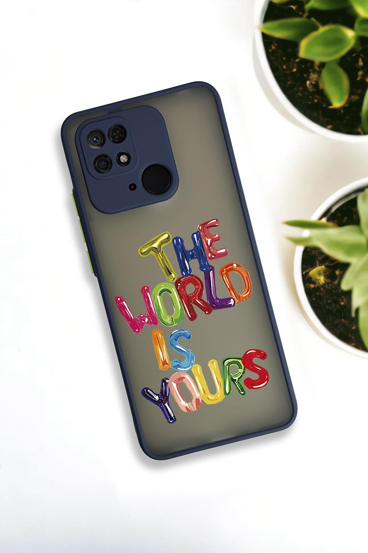 Xiaomi Redmi 10C Uyumlu The World Desenli Buzlu Şeffaf Lüx Telefon Kılıfı