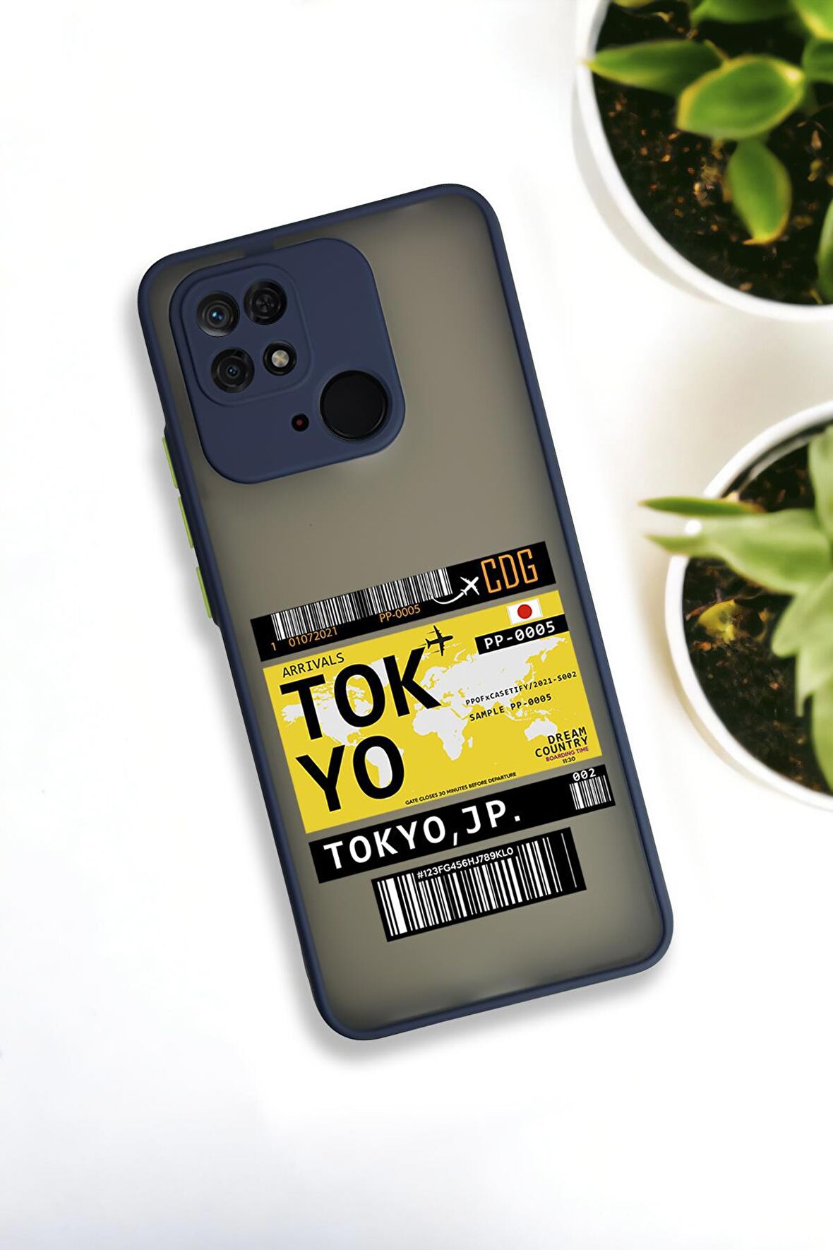 Xiaomi Redmi 10C Uyumlu Tokyo Ticket Desenli Buzlu Şeffaf Lüx Telefon Kılıfı