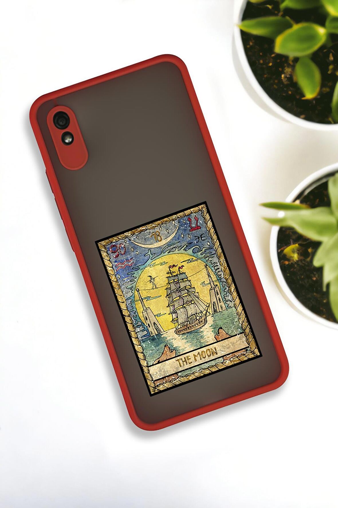 Xiaomi Redmi 9A Uyumlu The Moon Desenli Buzlu Şeffaf Lüx Telefon Kılıfı