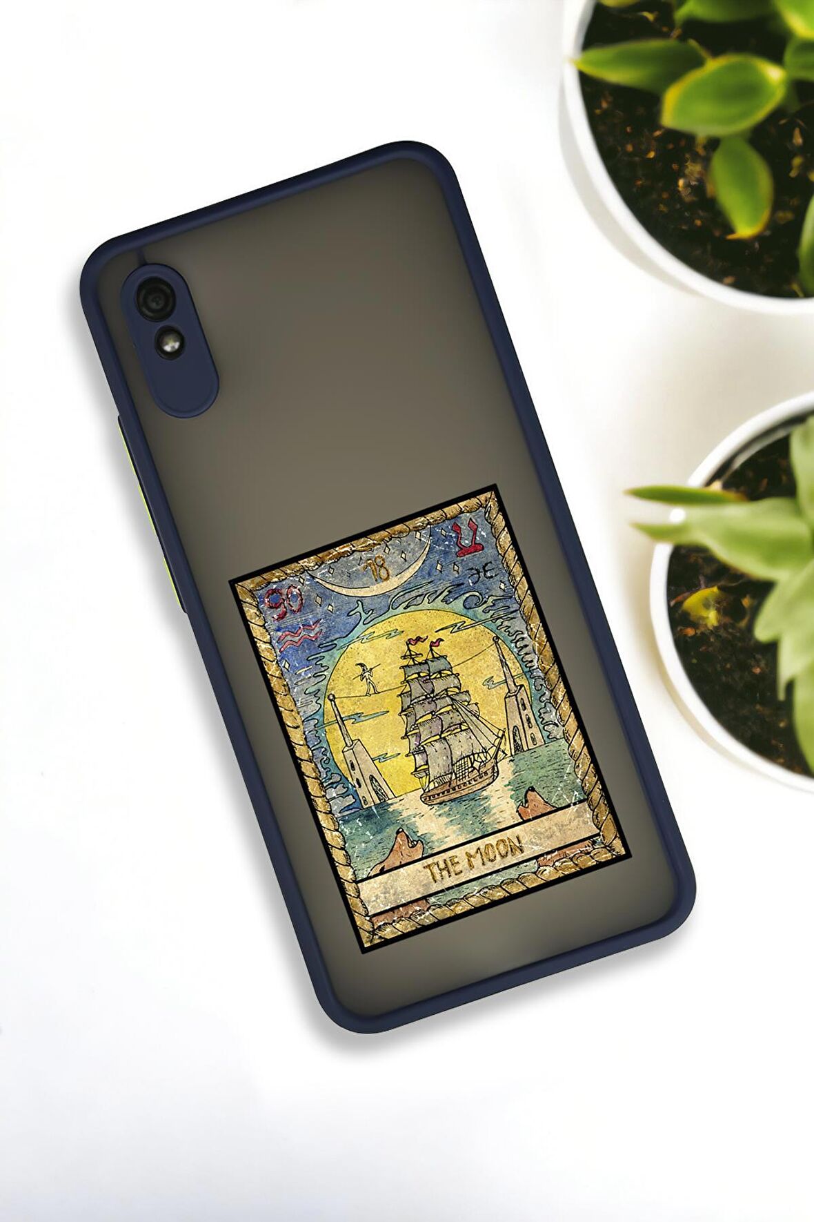 Xiaomi Redmi 9A Uyumlu The Moon Desenli Buzlu Şeffaf Lüx Telefon Kılıfı