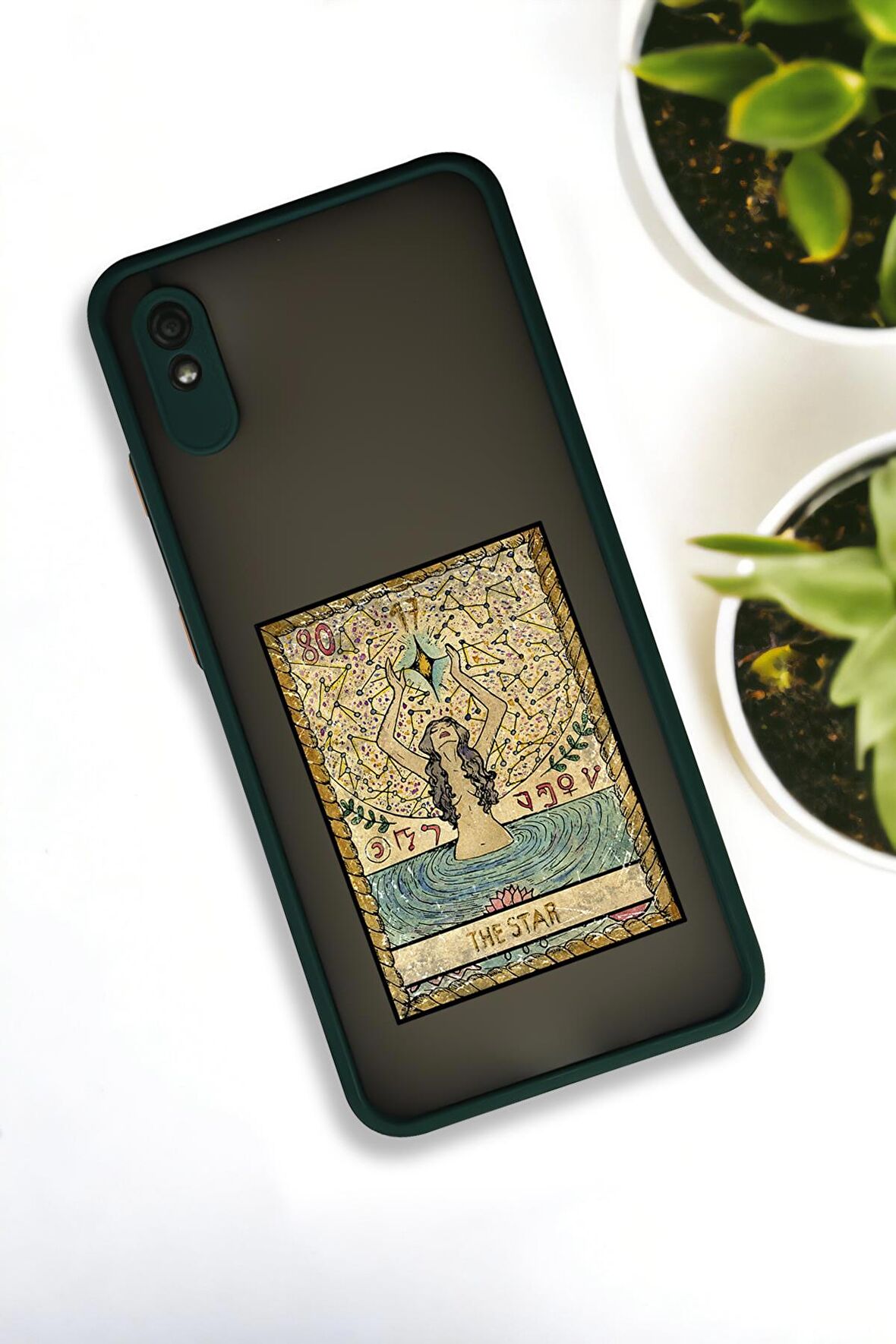 Xiaomi Redmi 9A Uyumlu The Star Desenli Buzlu Şeffaf Lüx Telefon Kılıfı