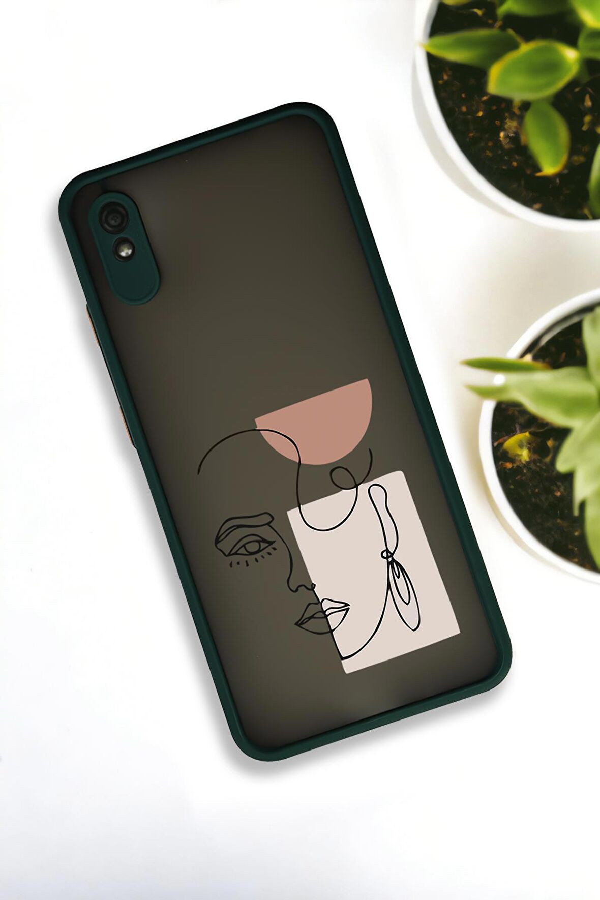 Xiaomi Redmi 9A Uyumlu Women Art Desenli Buzlu Şeffaf Lüx Telefon Kılıfı
