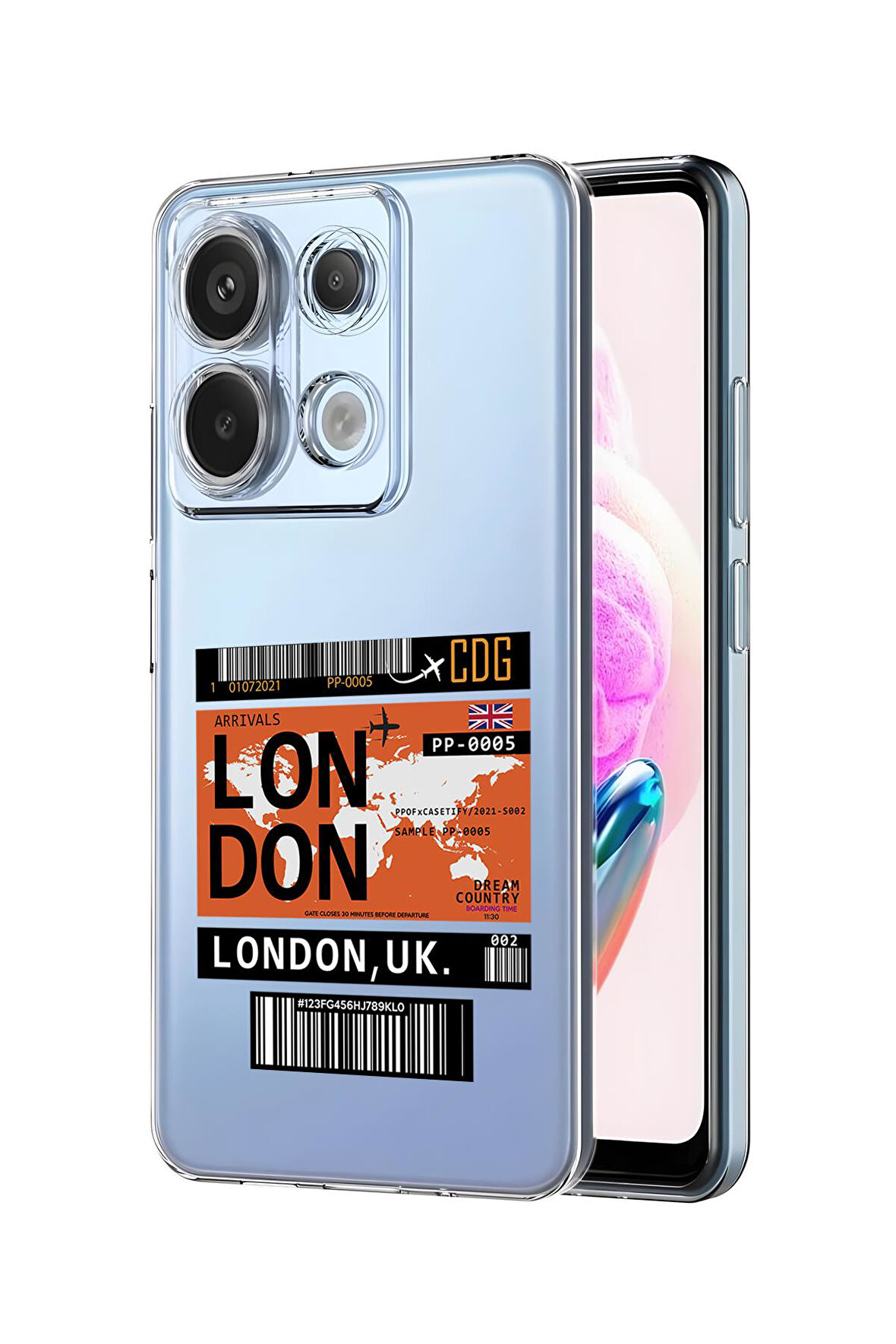 Xiaomi Redmi Note 13 Pro 4G Uyumlu London Yaprak Desenli Premium Silikonlu Şeffaf Telefon Kılıfı