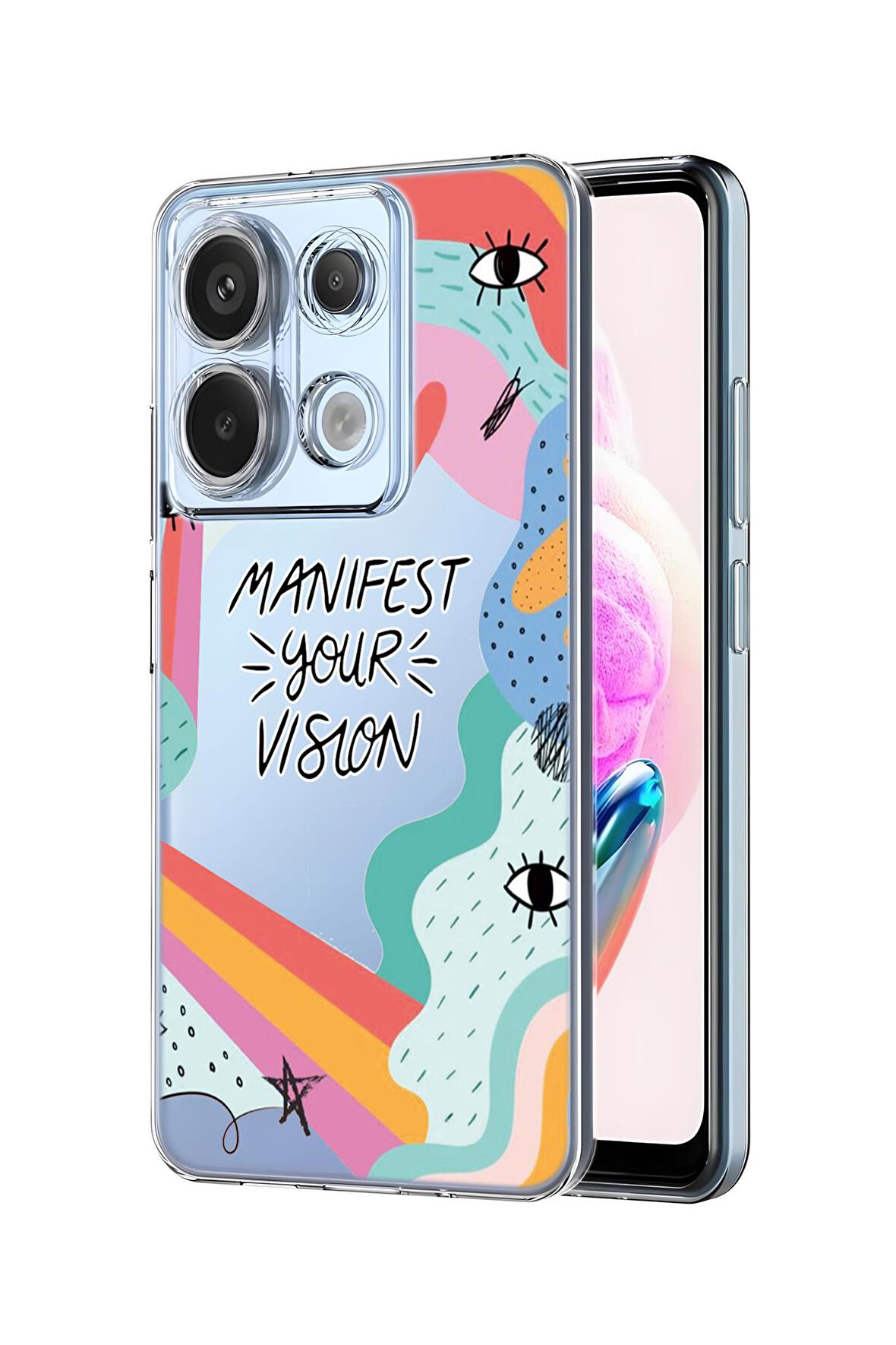 Xiaomi Redmi Note 13 Pro 4G Uyumlu Manifest Desenli Premium Silikonlu Şeffaf Telefon Kılıfı