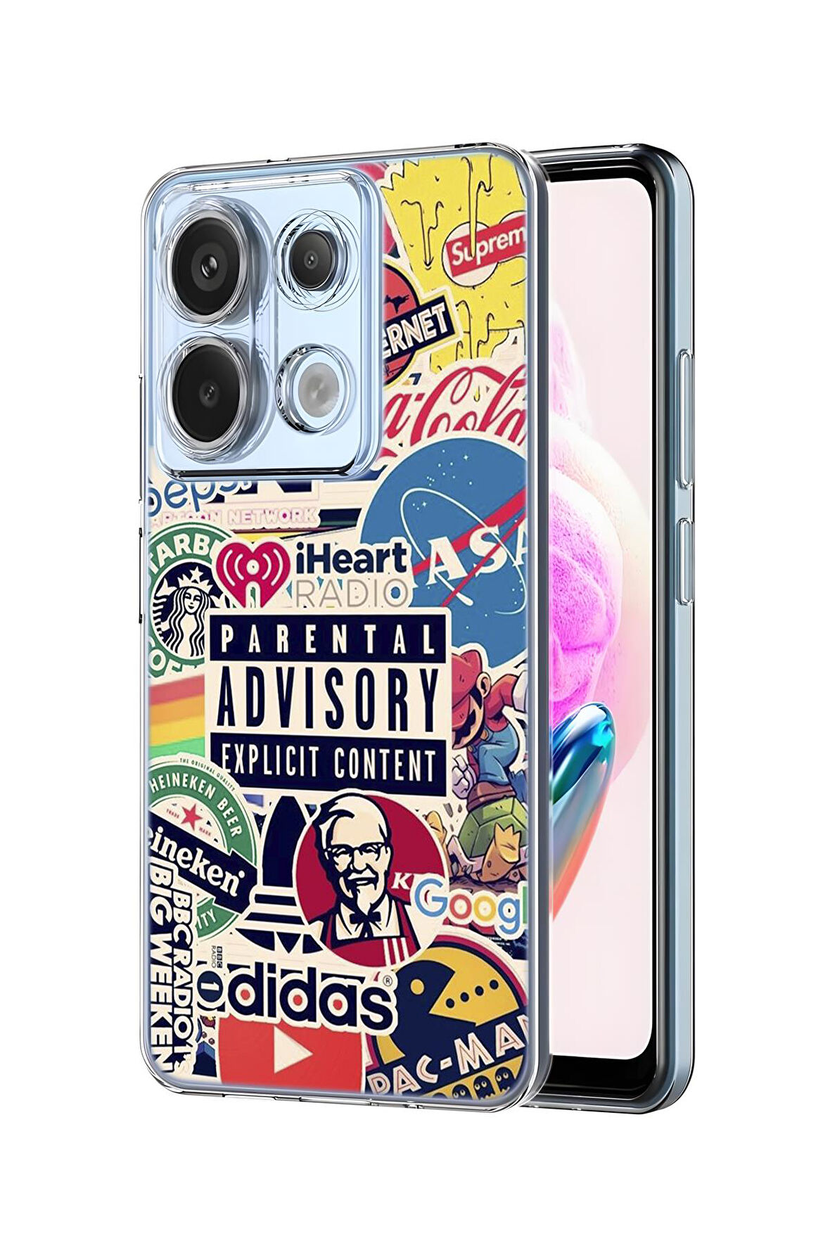 Xiaomi Redmi Note 13 Pro 4G Uyumlu Parental Desenli Premium Silikonlu Şeffaf Telefon Kılıfı