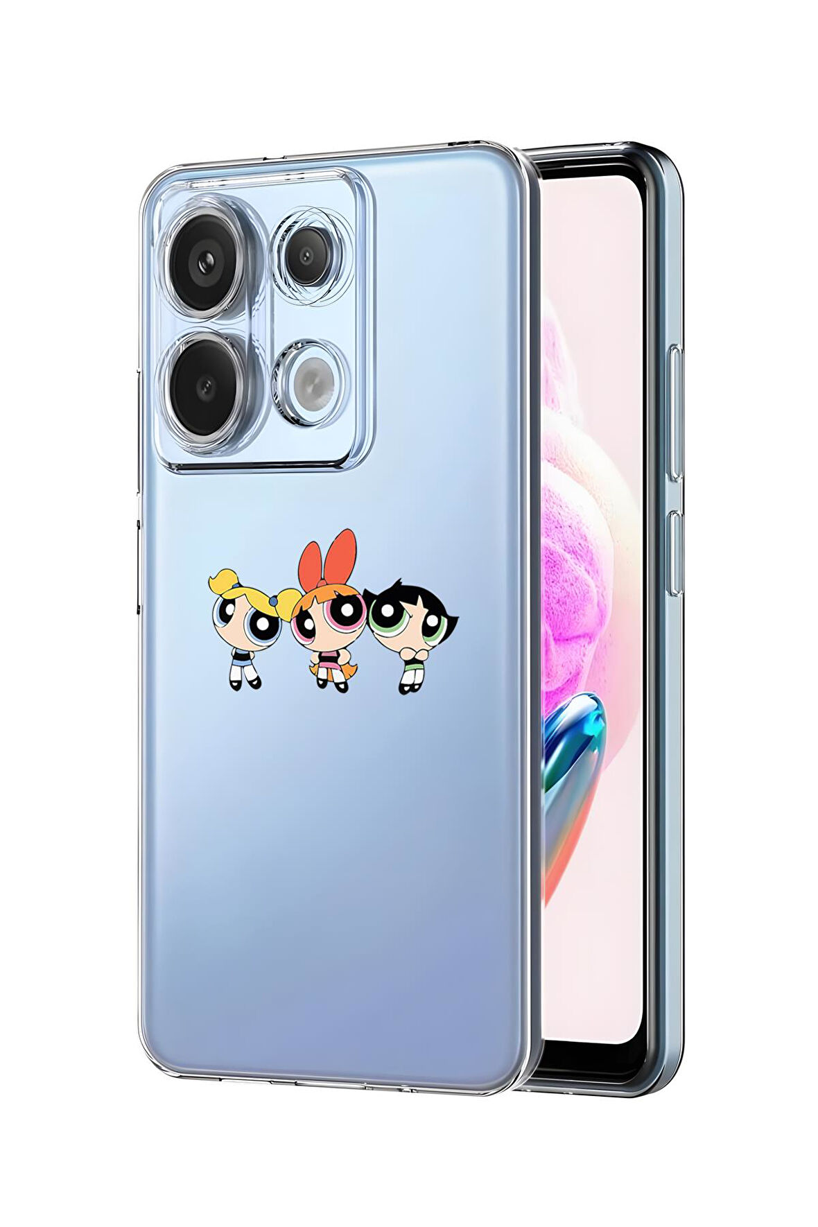 Xiaomi Redmi Note 13 Pro 4G Uyumlu Powerpuff Girls Desenli Premium Silikonlu Şeffaf Telefon Kılıfı