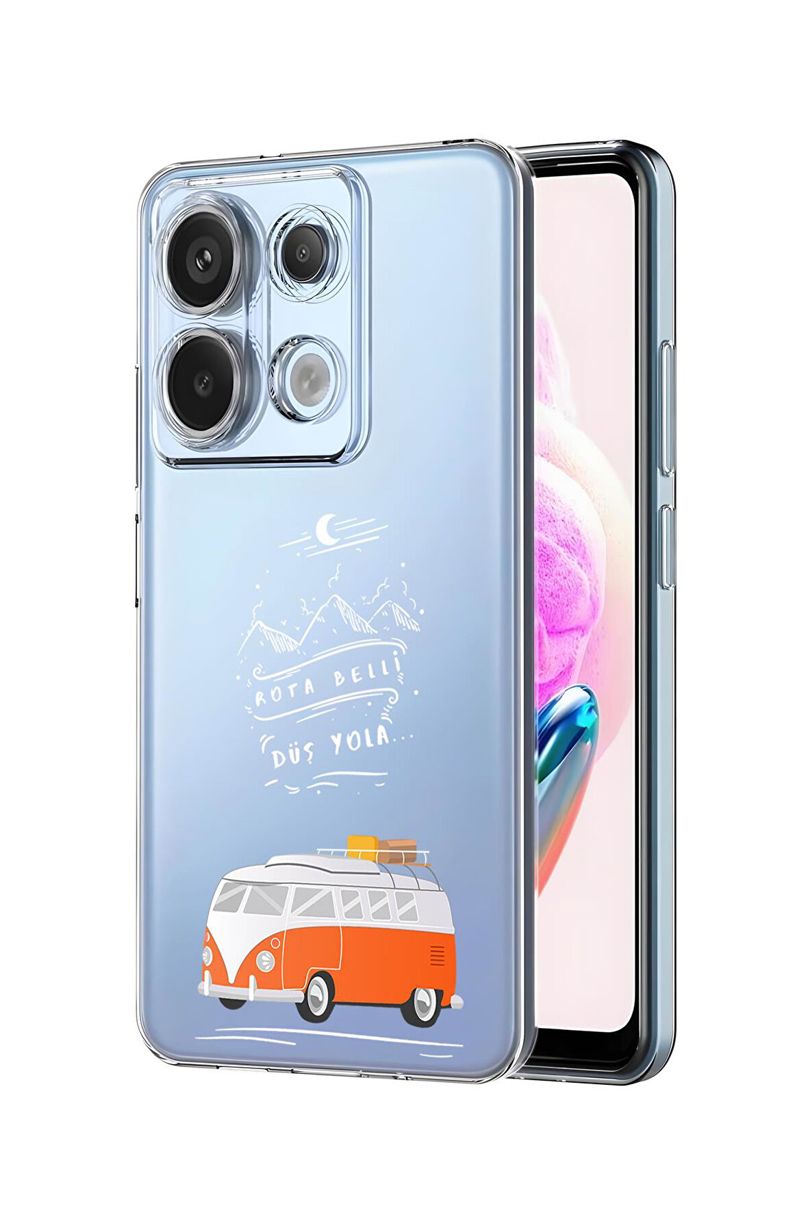 Xiaomi Redmi Note 13 Pro 4G Uyumlu Rota Belli Desenli Premium Silikonlu Şeffaf Telefon Kılıfı